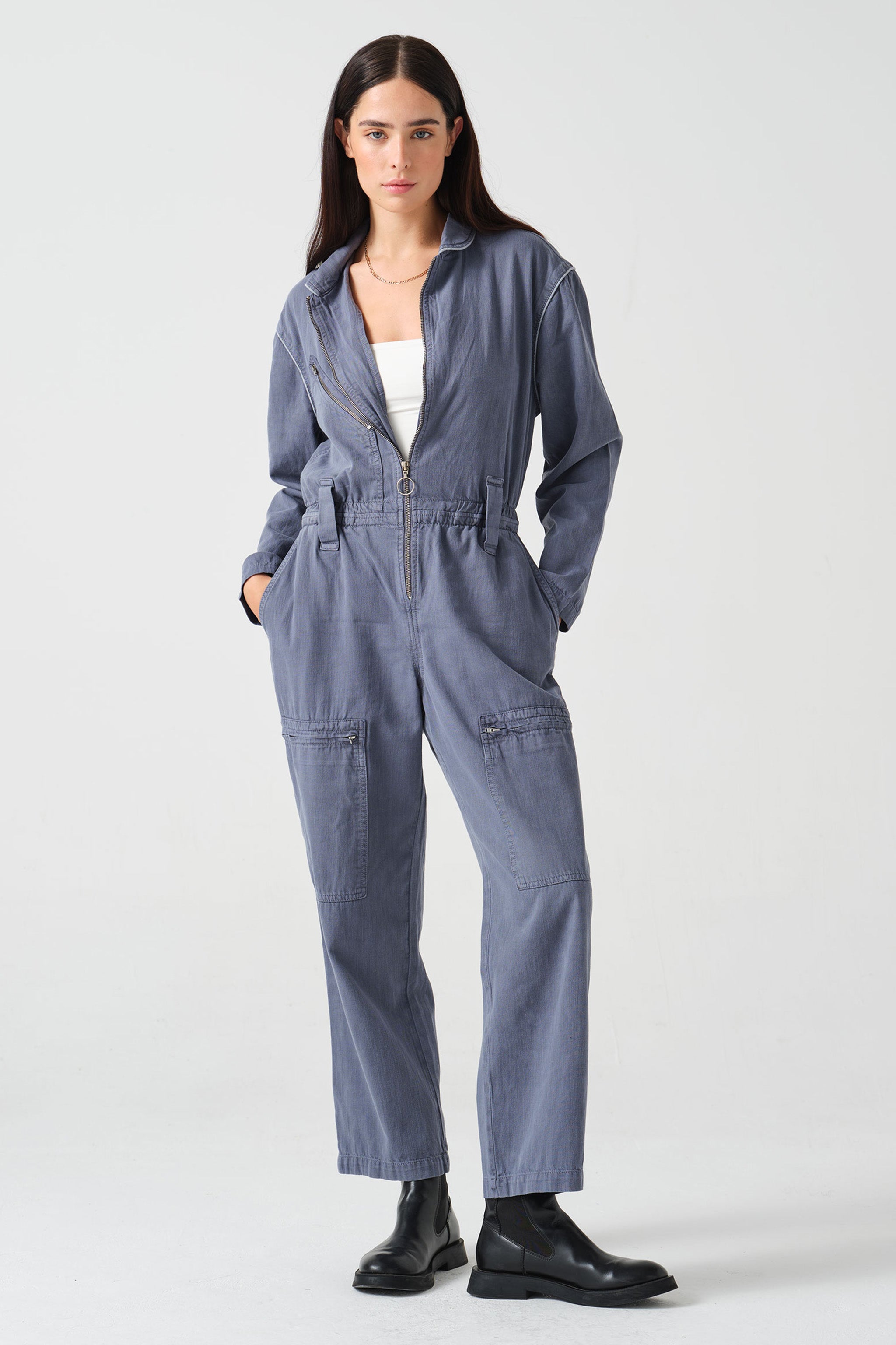 Amelia All in One in Washed Denim