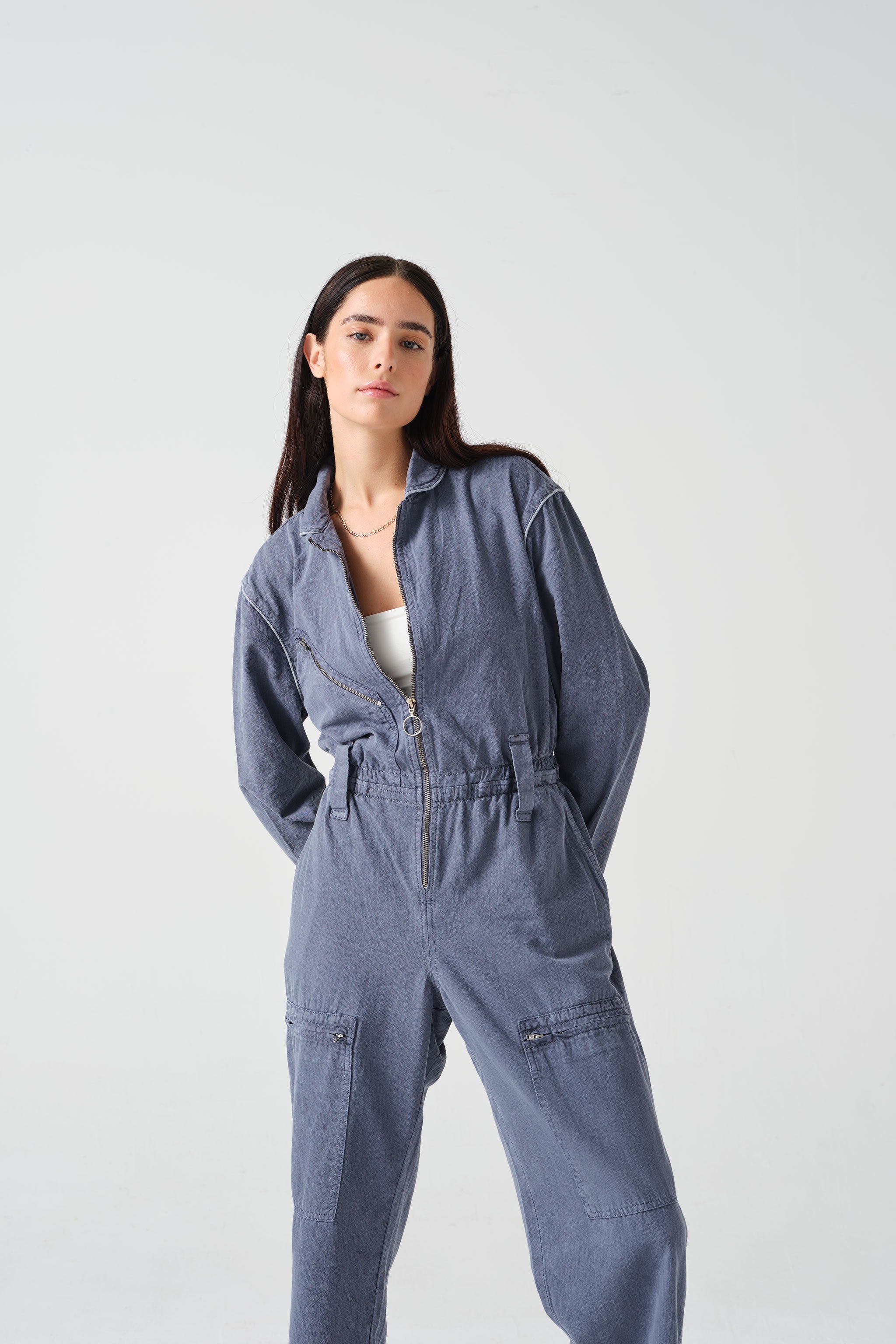 Amelia All in One in Washed Denim - seventy + mochi