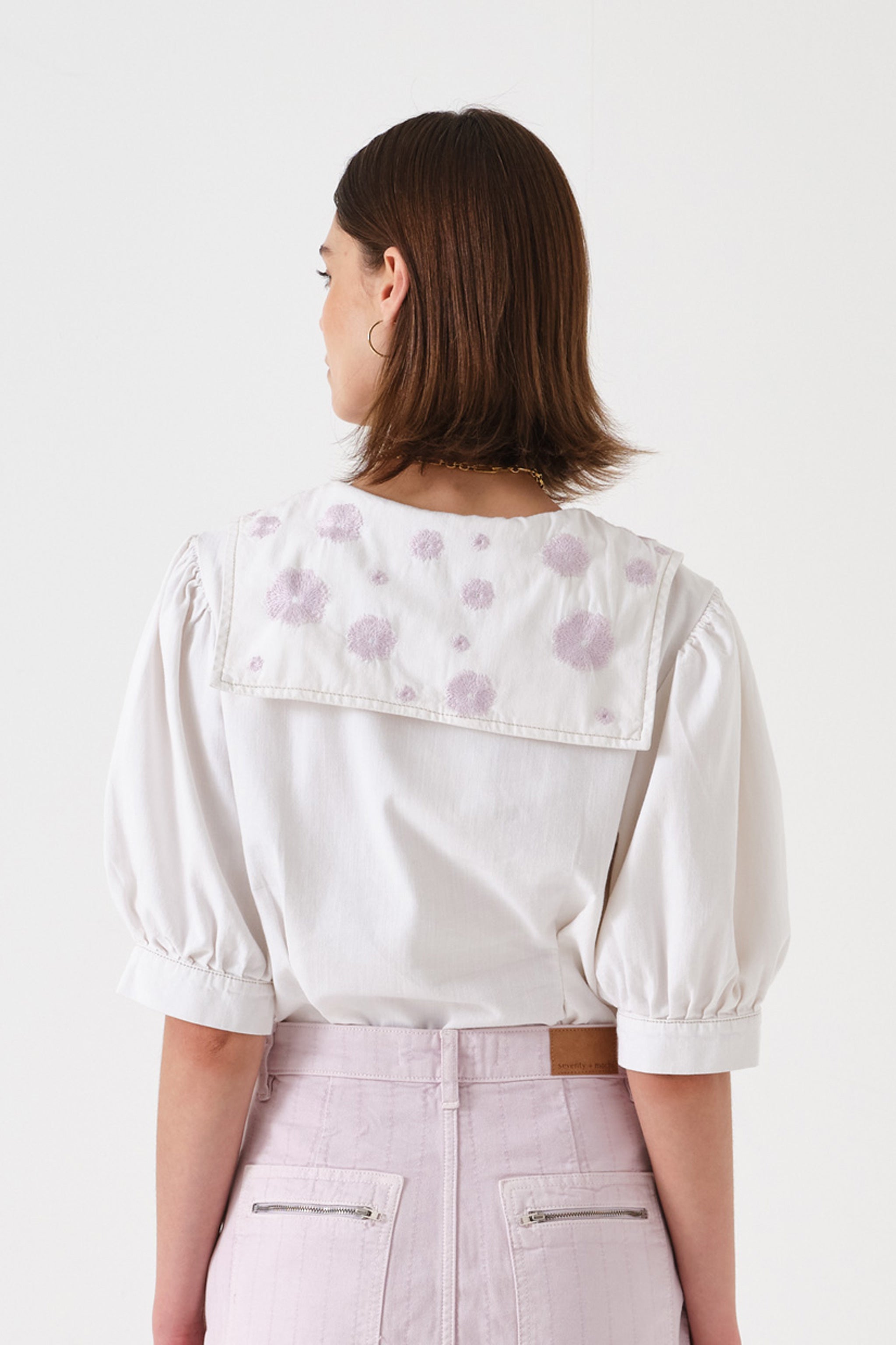 Cassie Top in White Embroidery - seventy + mochi