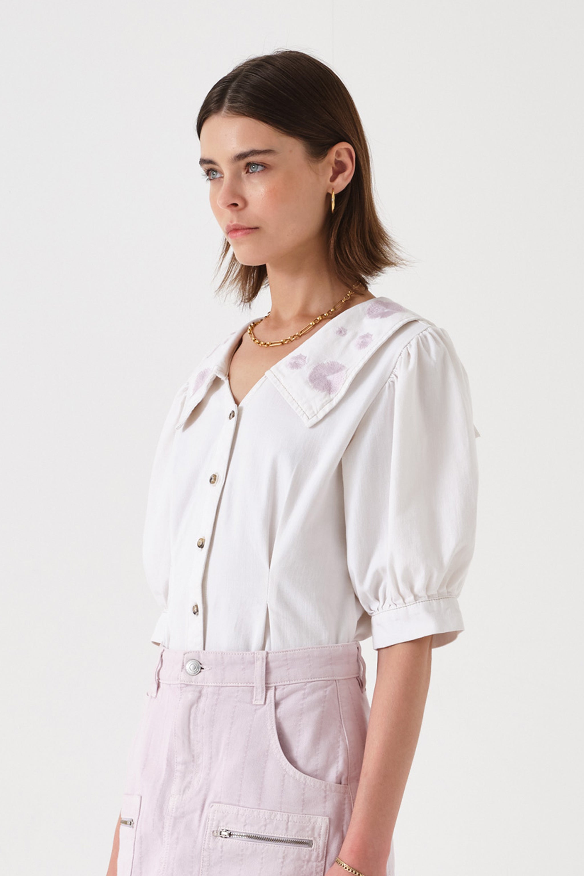 Cassie Top in White Embroidery - seventy + mochi