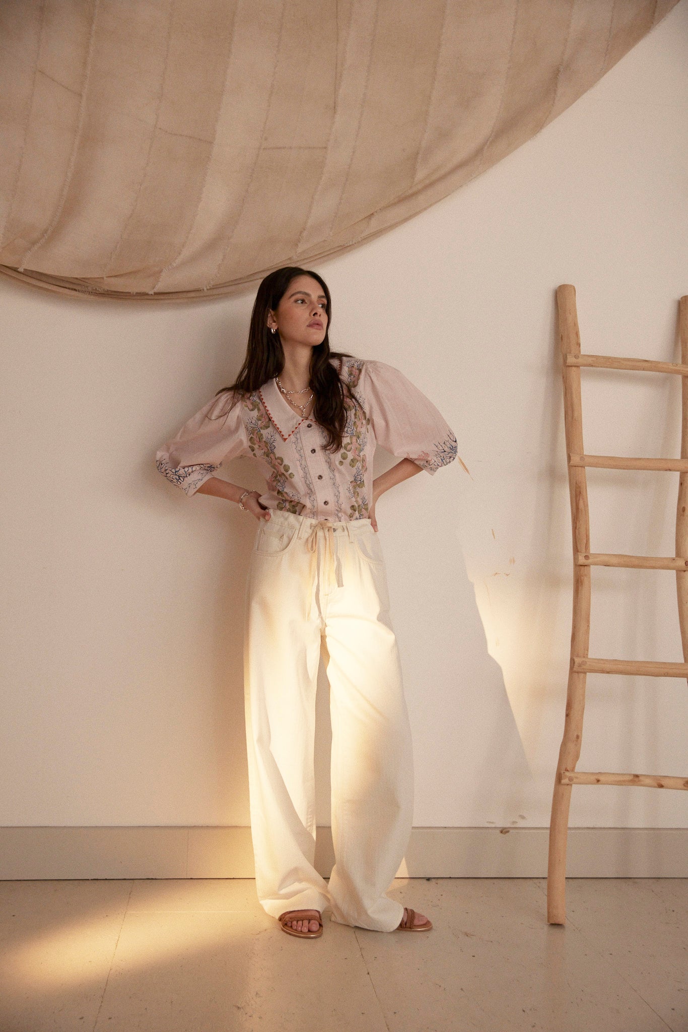 Zena Blouse in Indigo Coral