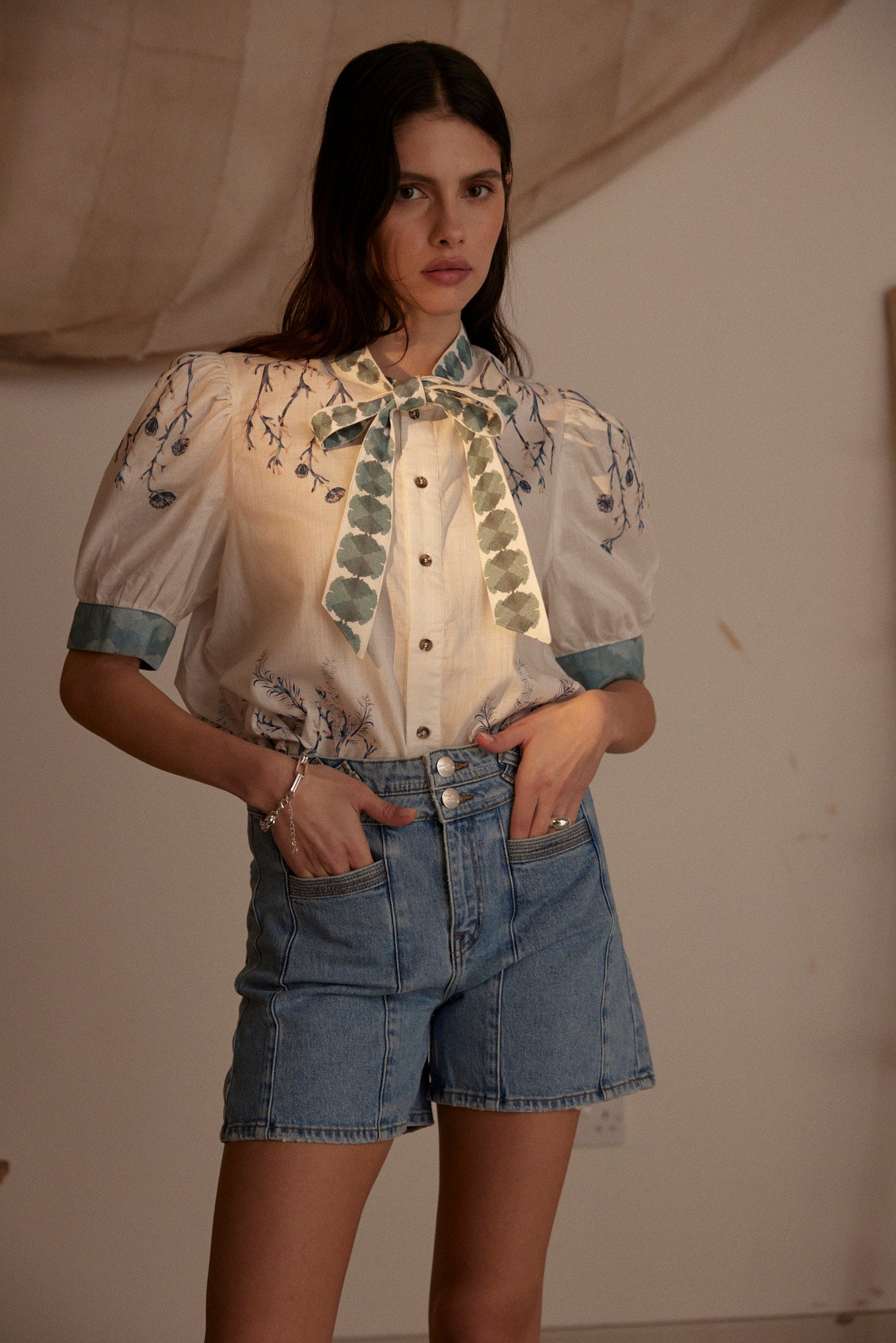 Poppy Blouse in Indigo Coral - seventy + mochi