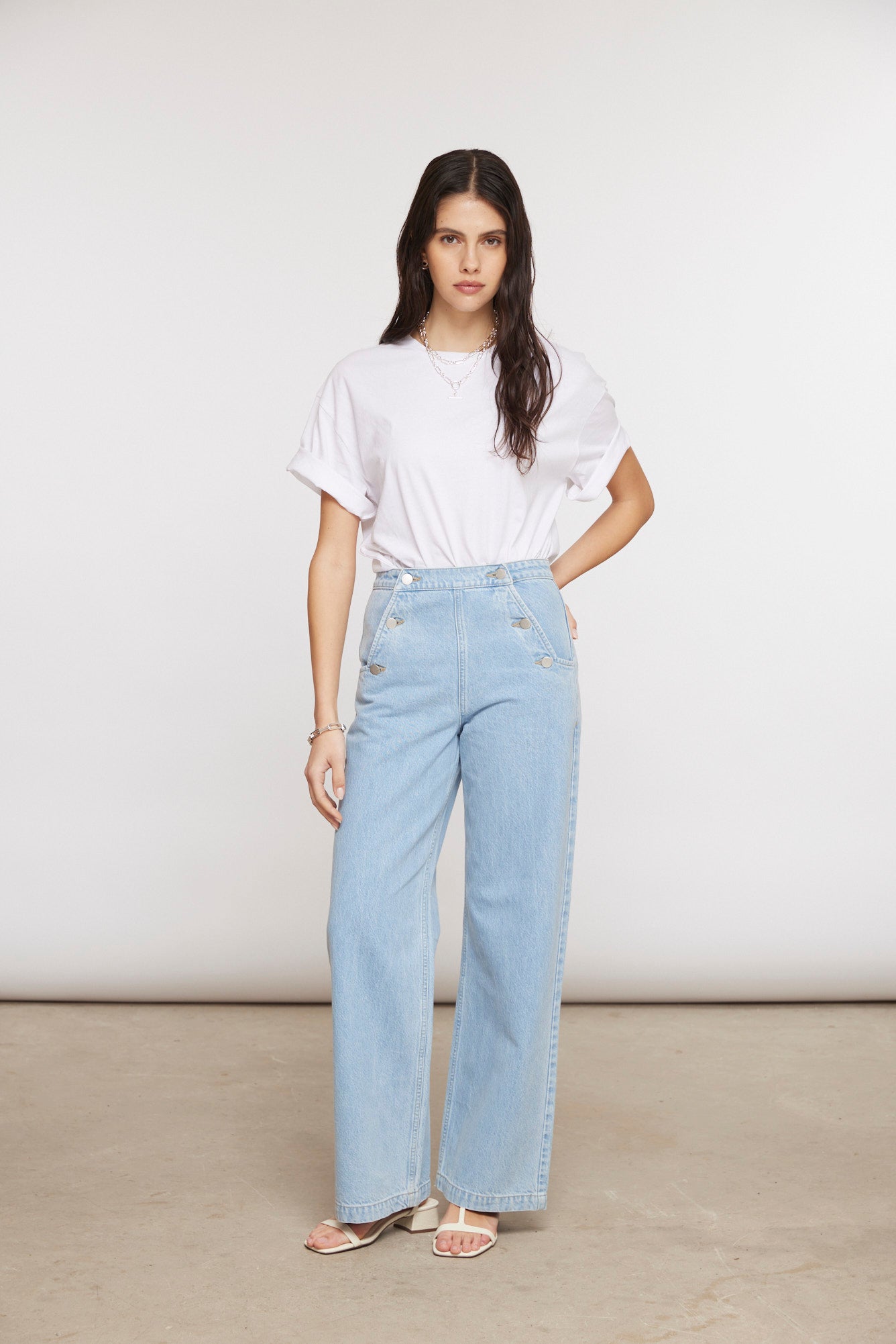 Margot High-Rise Flare Jean in Sunbleached - seventy + mochi