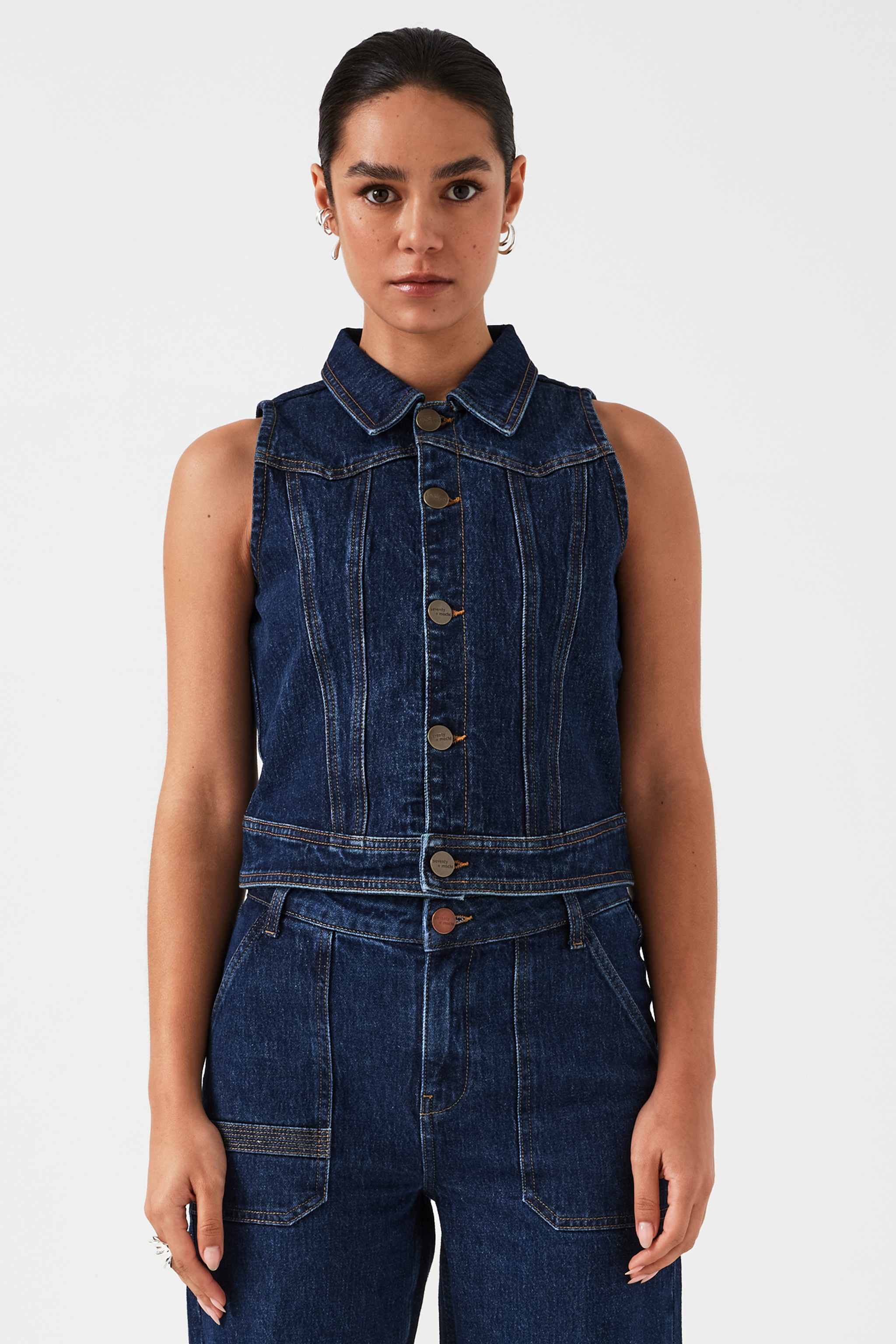 Cali Cropped Jacket in Dark Americana - seventy + mochi