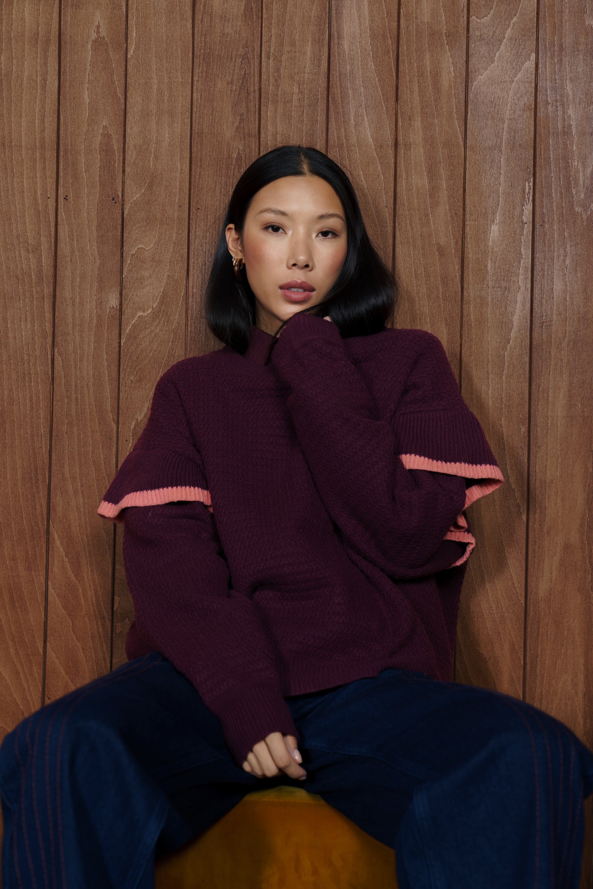 Aria Wool Sweater in Mulberry - seventy + mochi