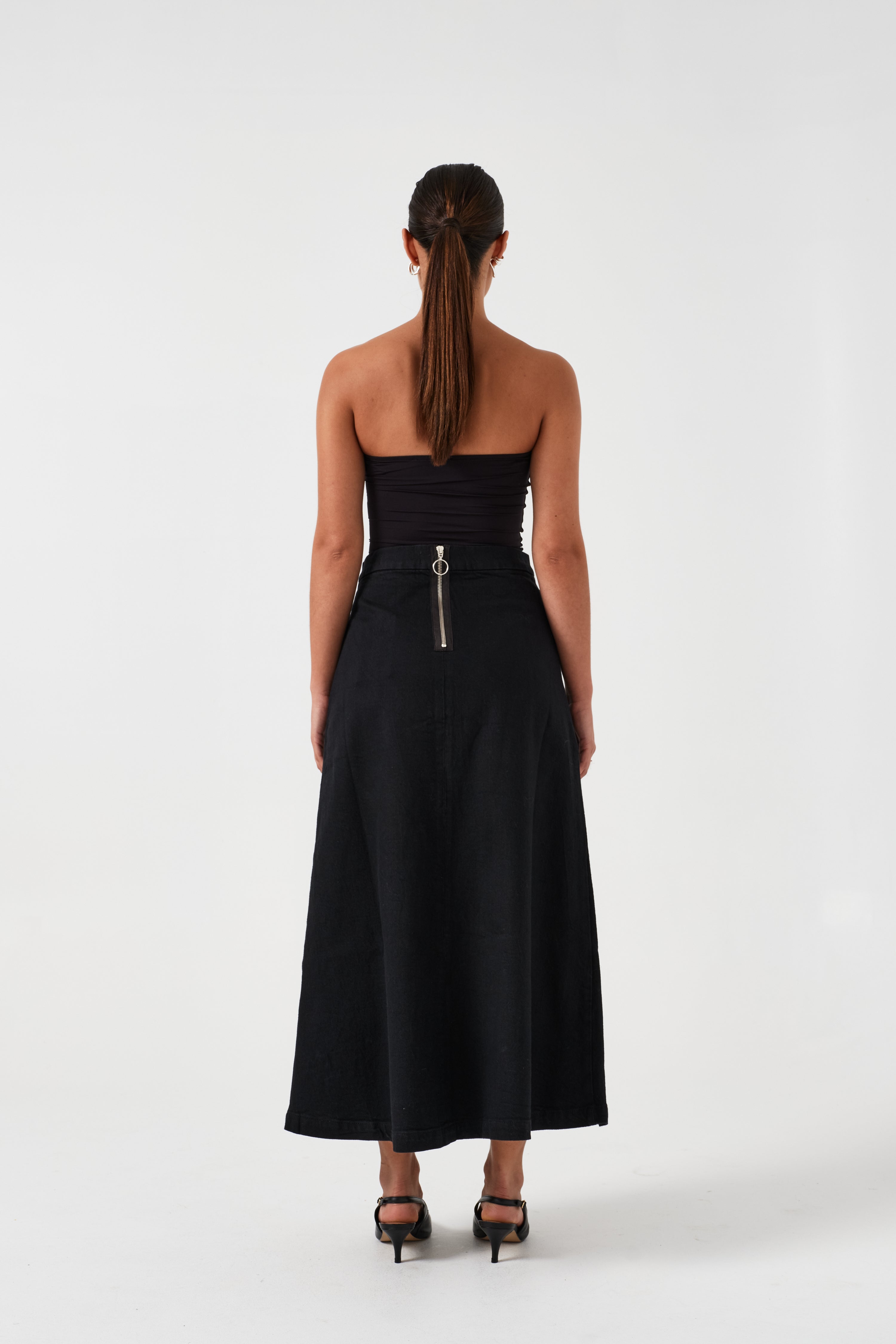 Faye Slip Skirt in Vintage Black - seventy + mochi