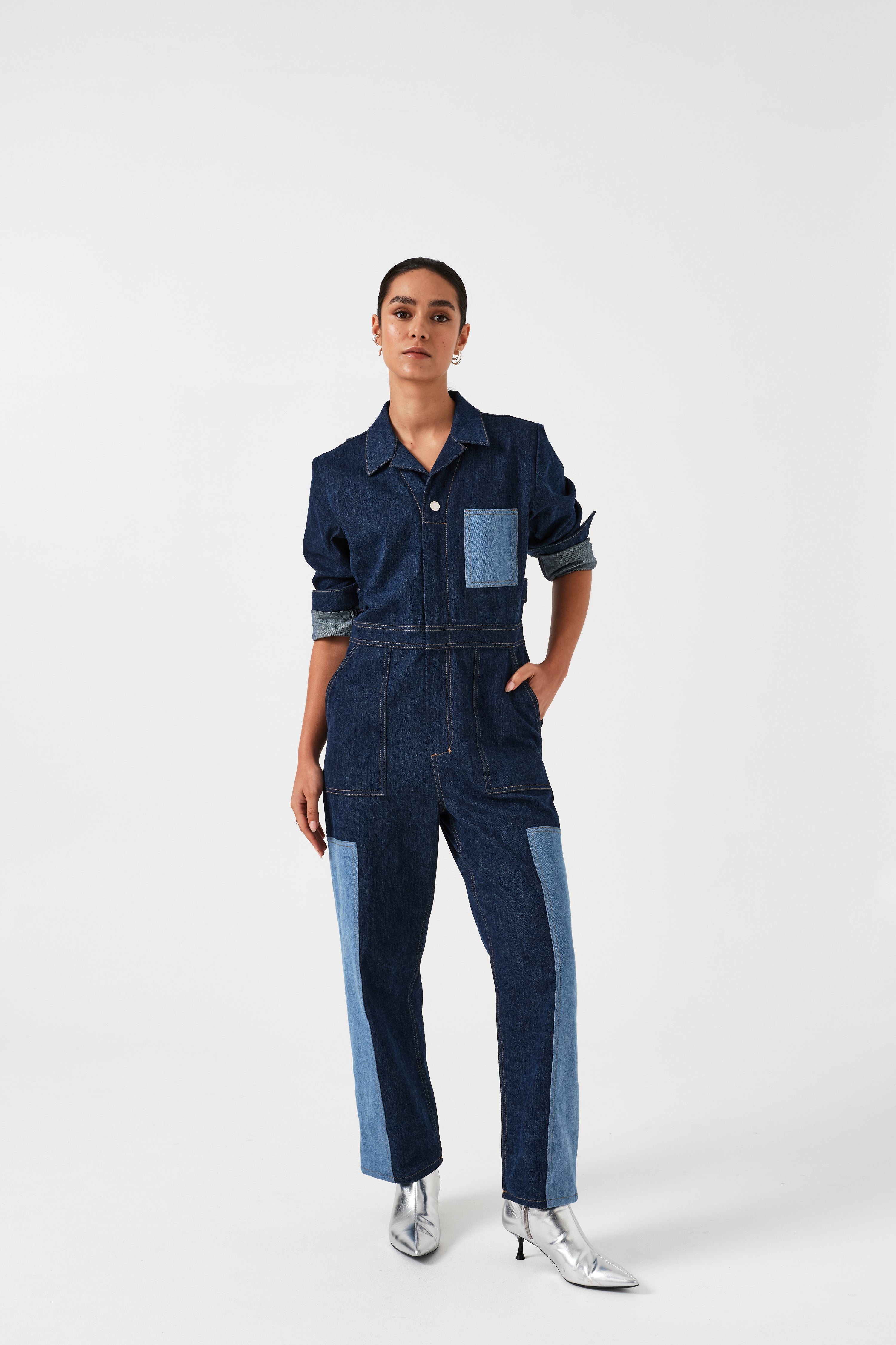 Indie All in One in Patched Denim - seventy + mochi