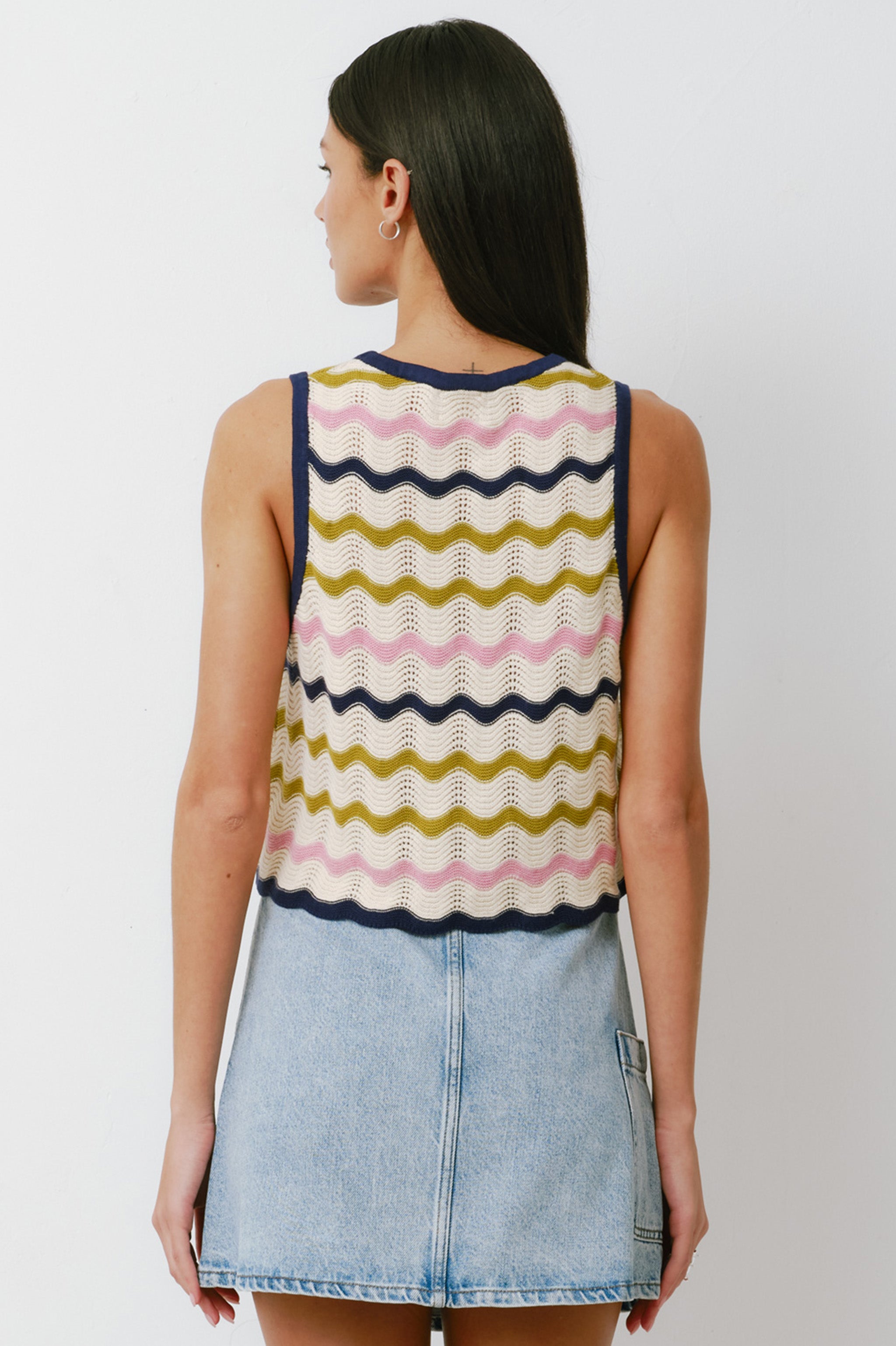 Edie Tie Vest in Lime Stripe