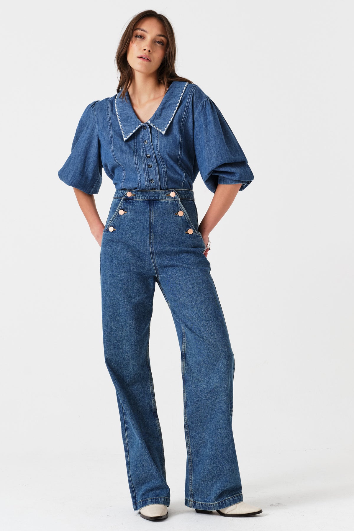 Margot High-Rise Flare Jean in Pasadena - seventy + mochi