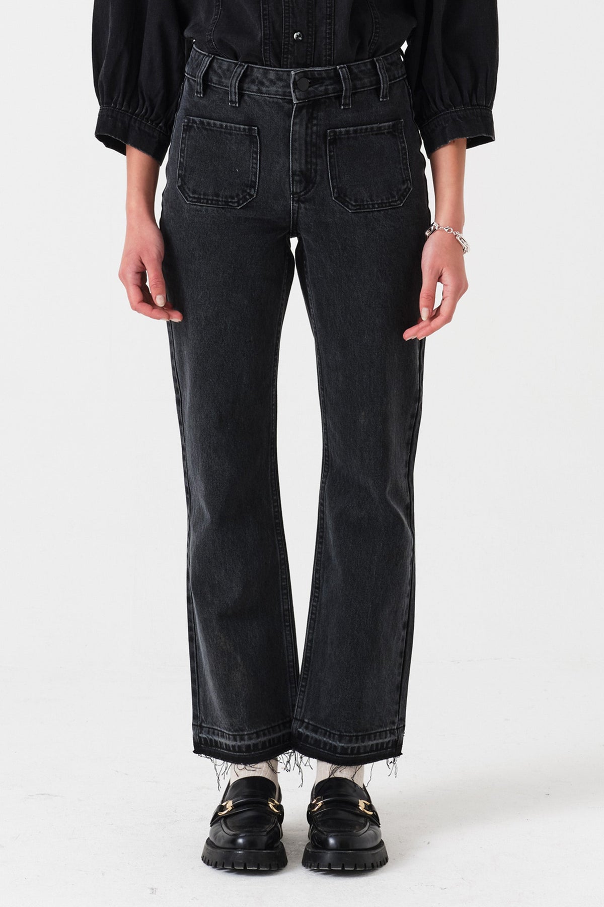 Gigi Kick Flare Jean in Raven - seventy + mochi