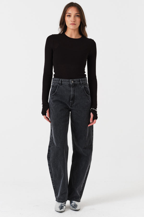 Nina Barrel Leg Jean in Raven - seventy + mochi