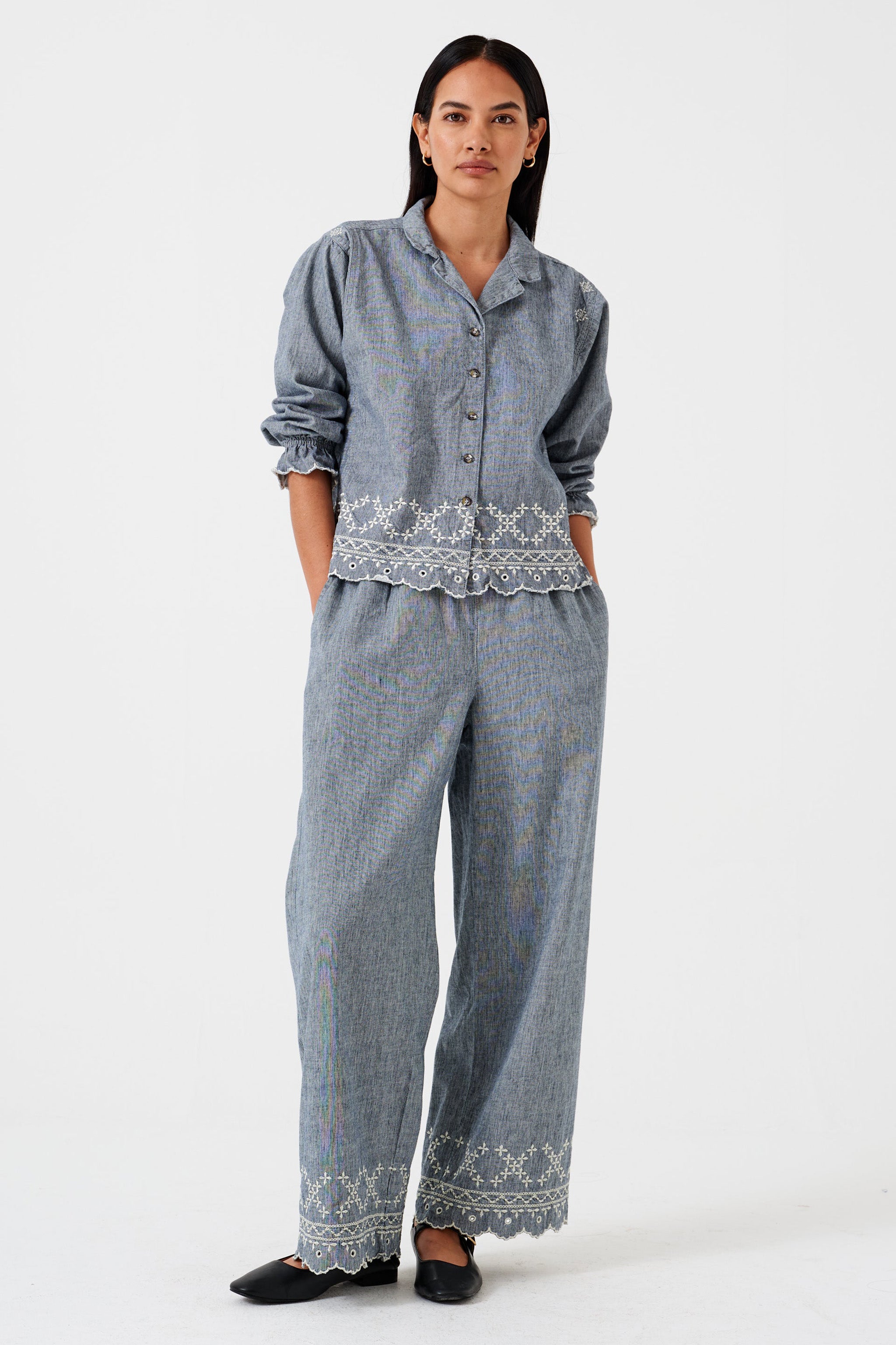 Sophie Pant in Indigo Linen - seventy + mochi