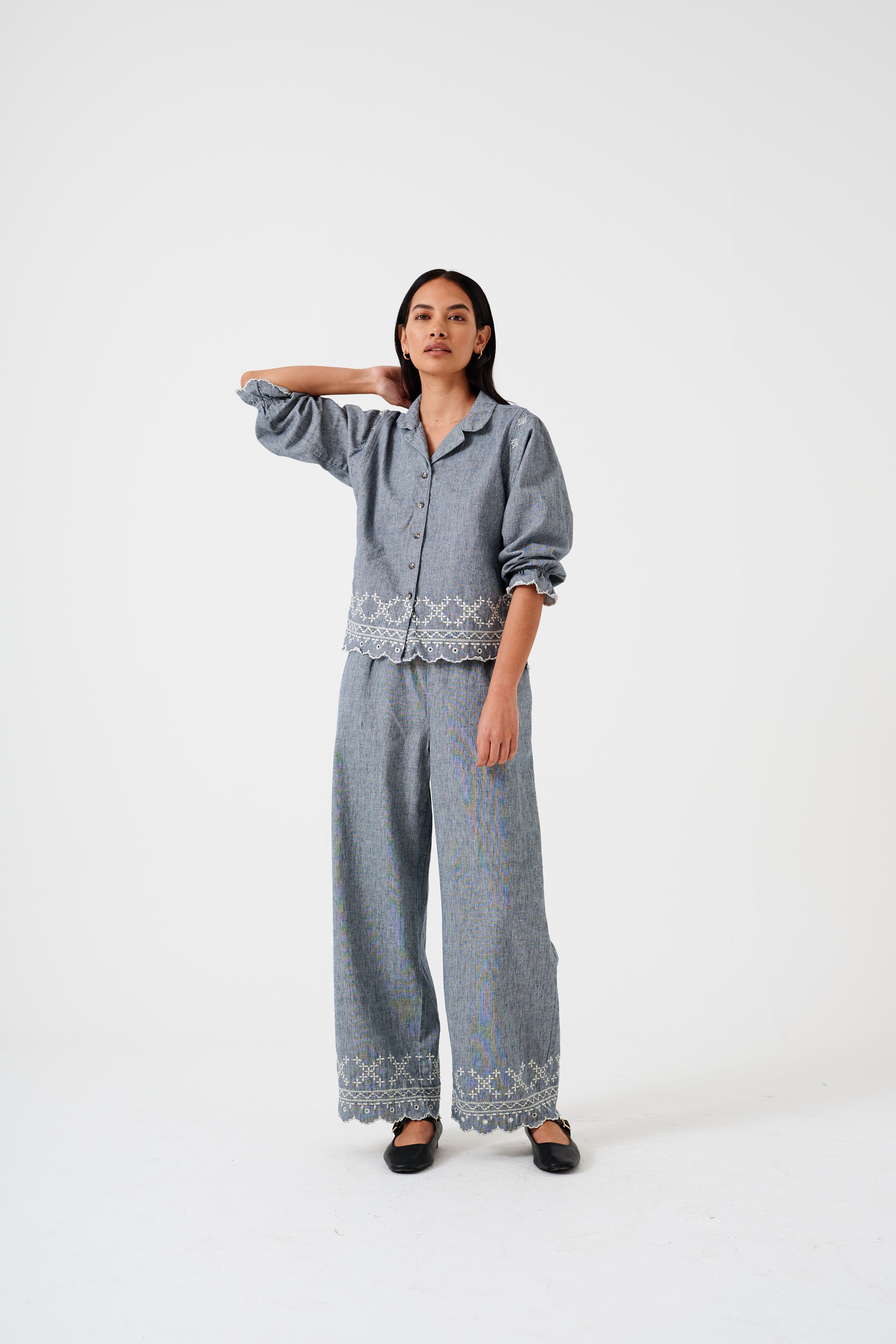 Sophie Pant in Indigo Linen - seventy + mochi