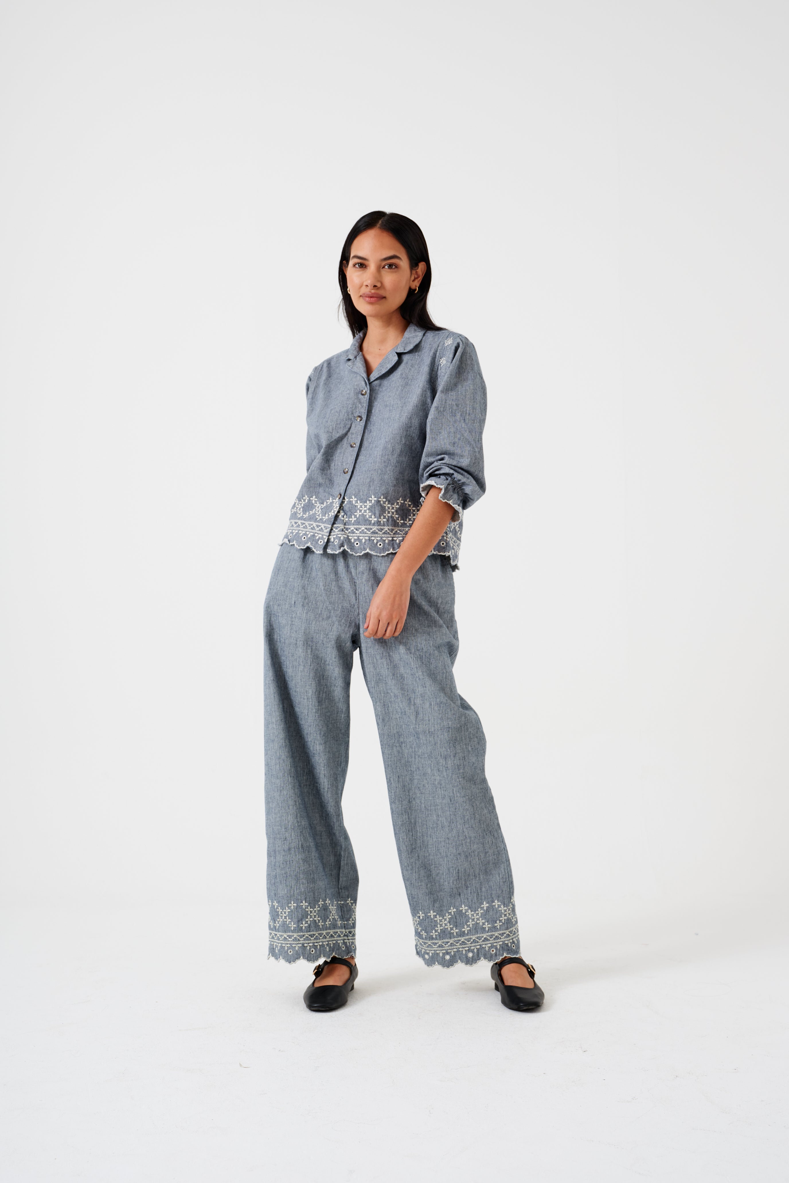 Sophie Pant in Indigo Linen - seventy + mochi