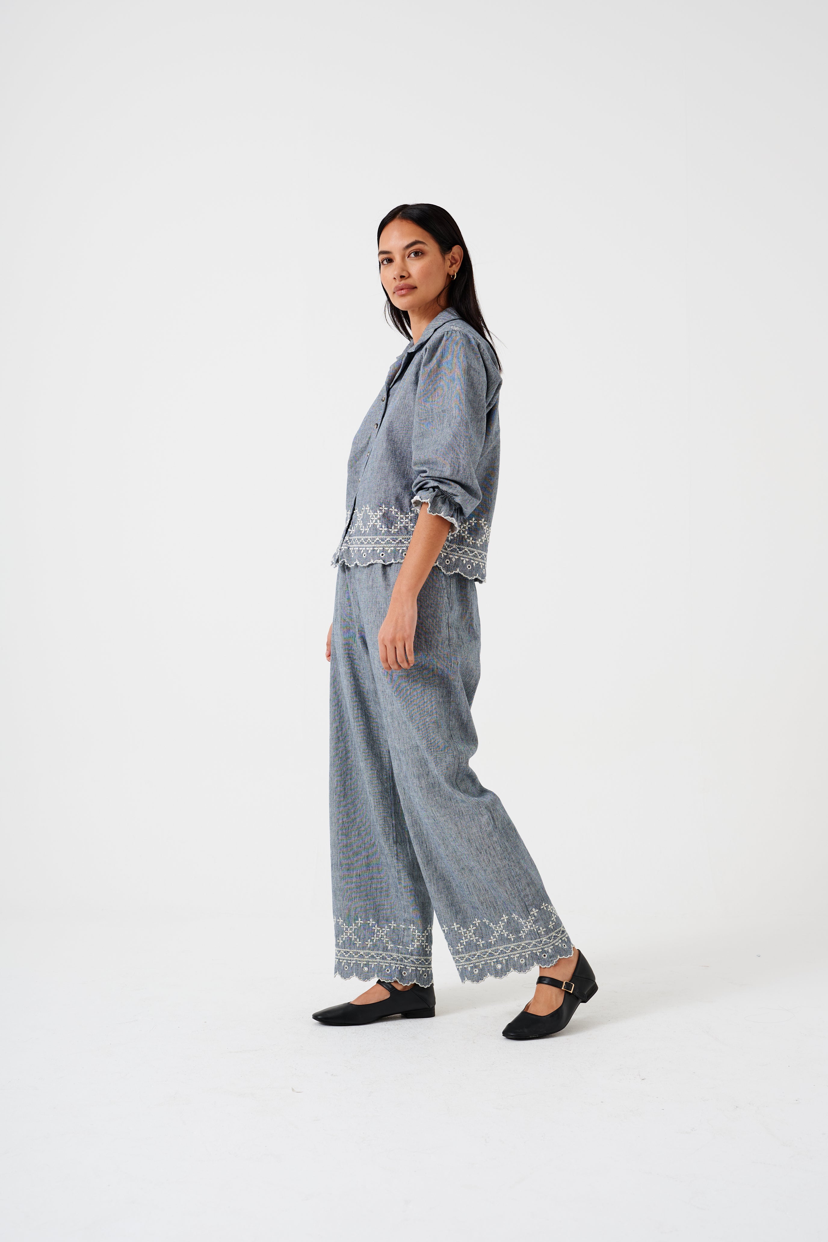 Sophie Pant in Indigo Linen - seventy + mochi