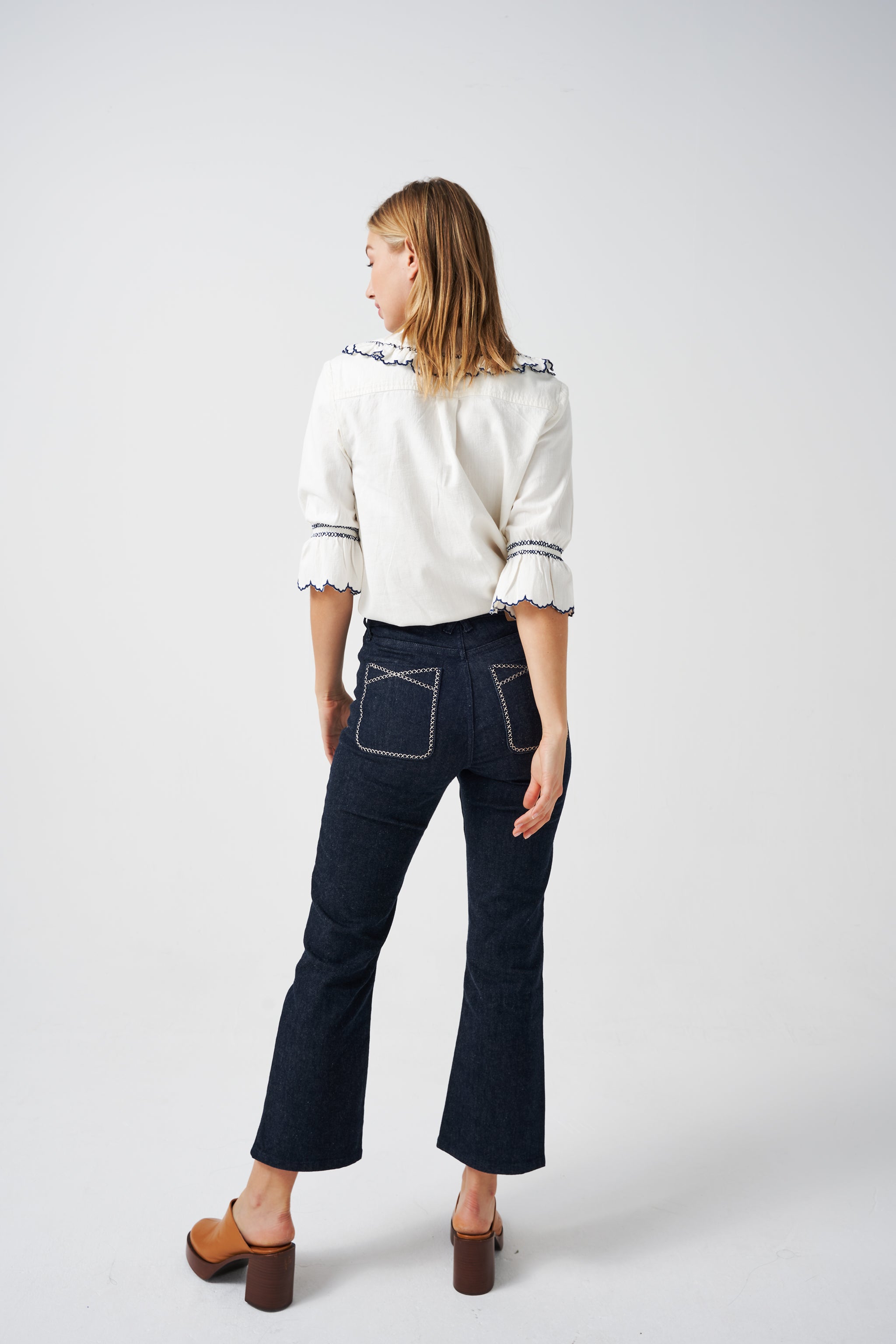 Daisy Blouse in Ecru Denim - seventy + mochi
