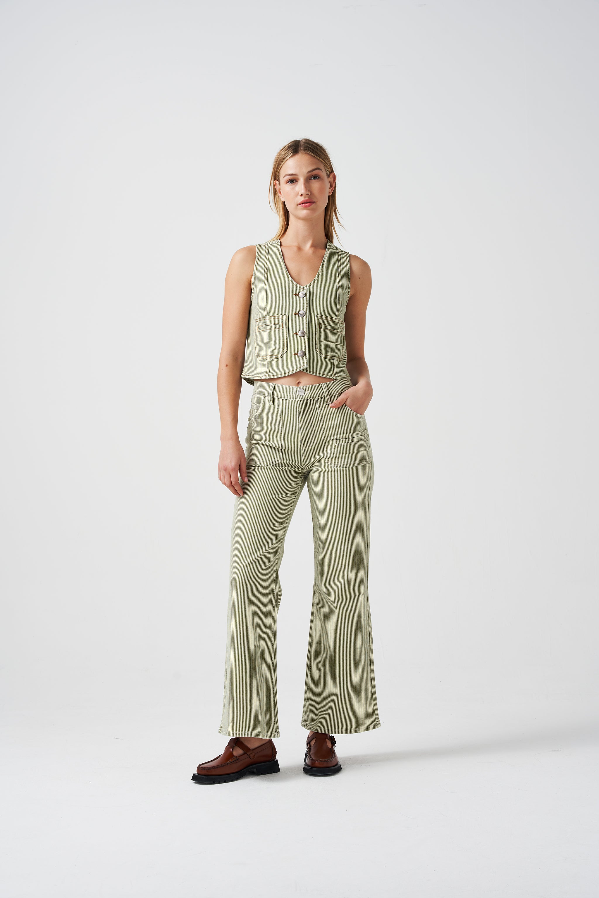 Queenie Jean in Khaki Stripe - seventy + mochi