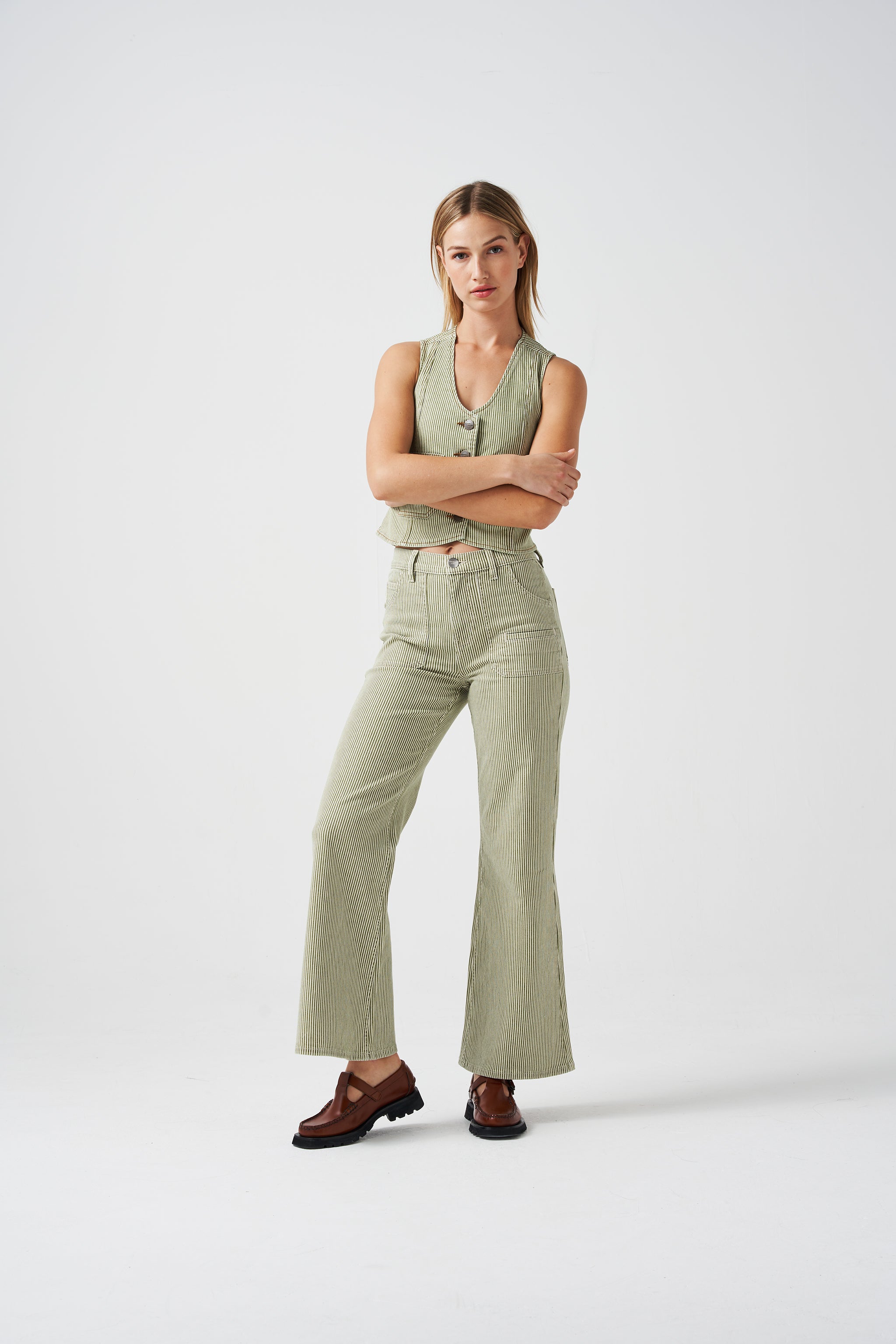 Queenie Jean in Khaki Stripe - seventy + mochi