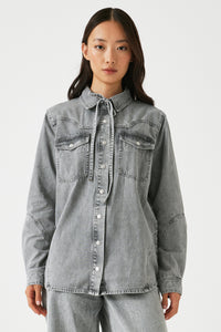 Mia Western Denim Shirt in Silver Lining