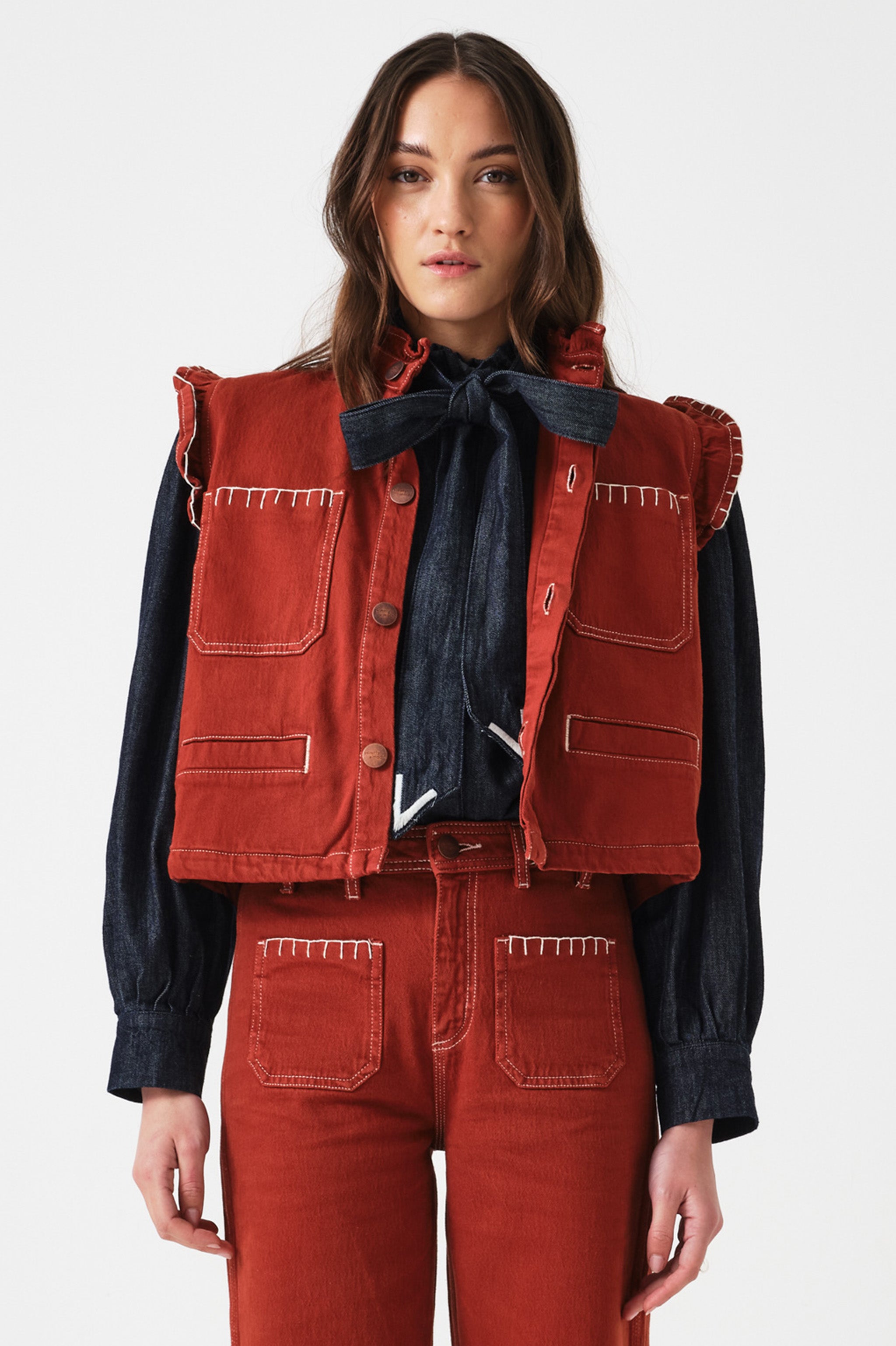 Pablo Waistcoat in Dark Rust - seventy + mochi