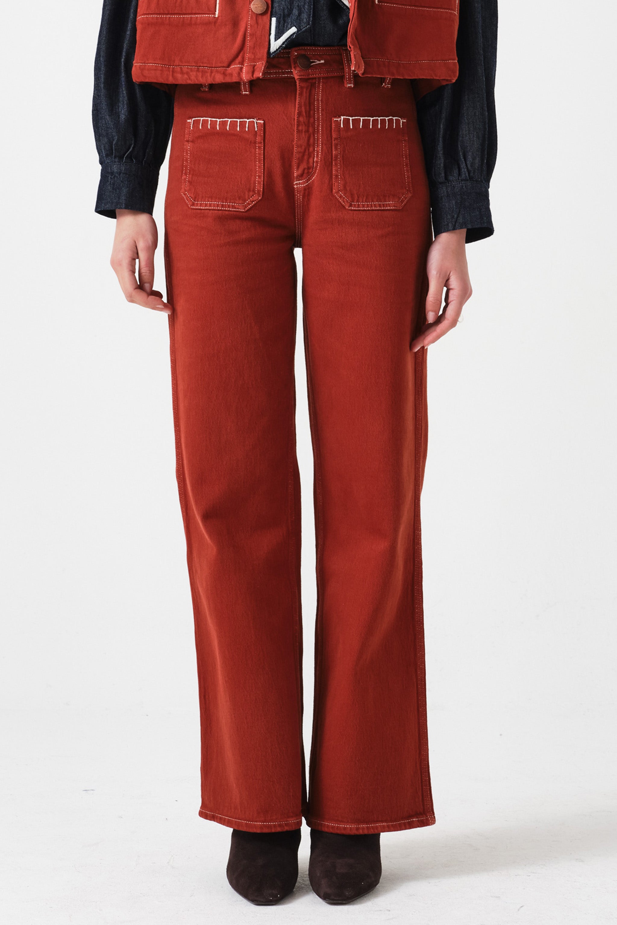 Mabel Jean Patch Pocket in Dark Rust - seventy + mochi