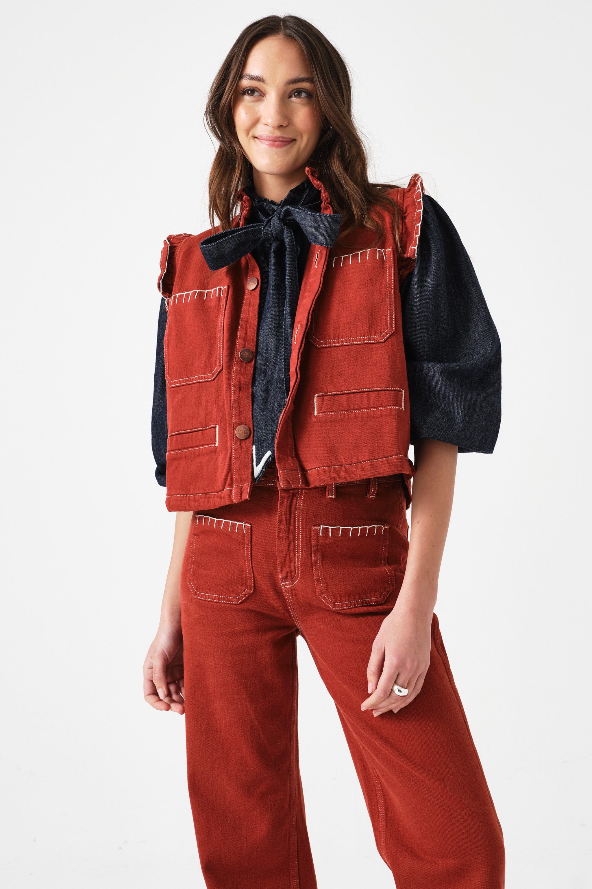 Pablo Waistcoat in Dark Rust - seventy + mochi