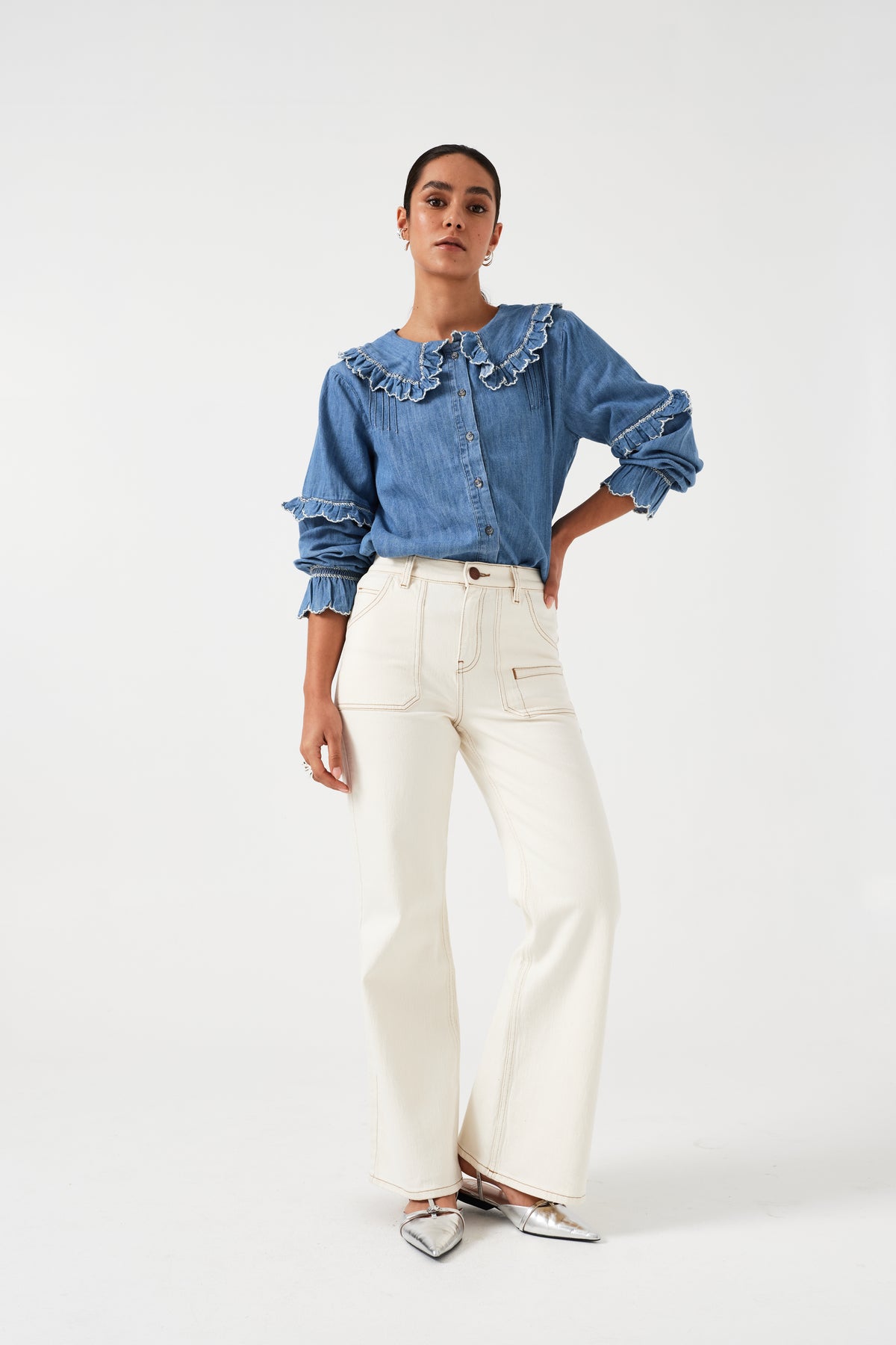 Queenie Jean in Ecru Denim - seventy + mochi
