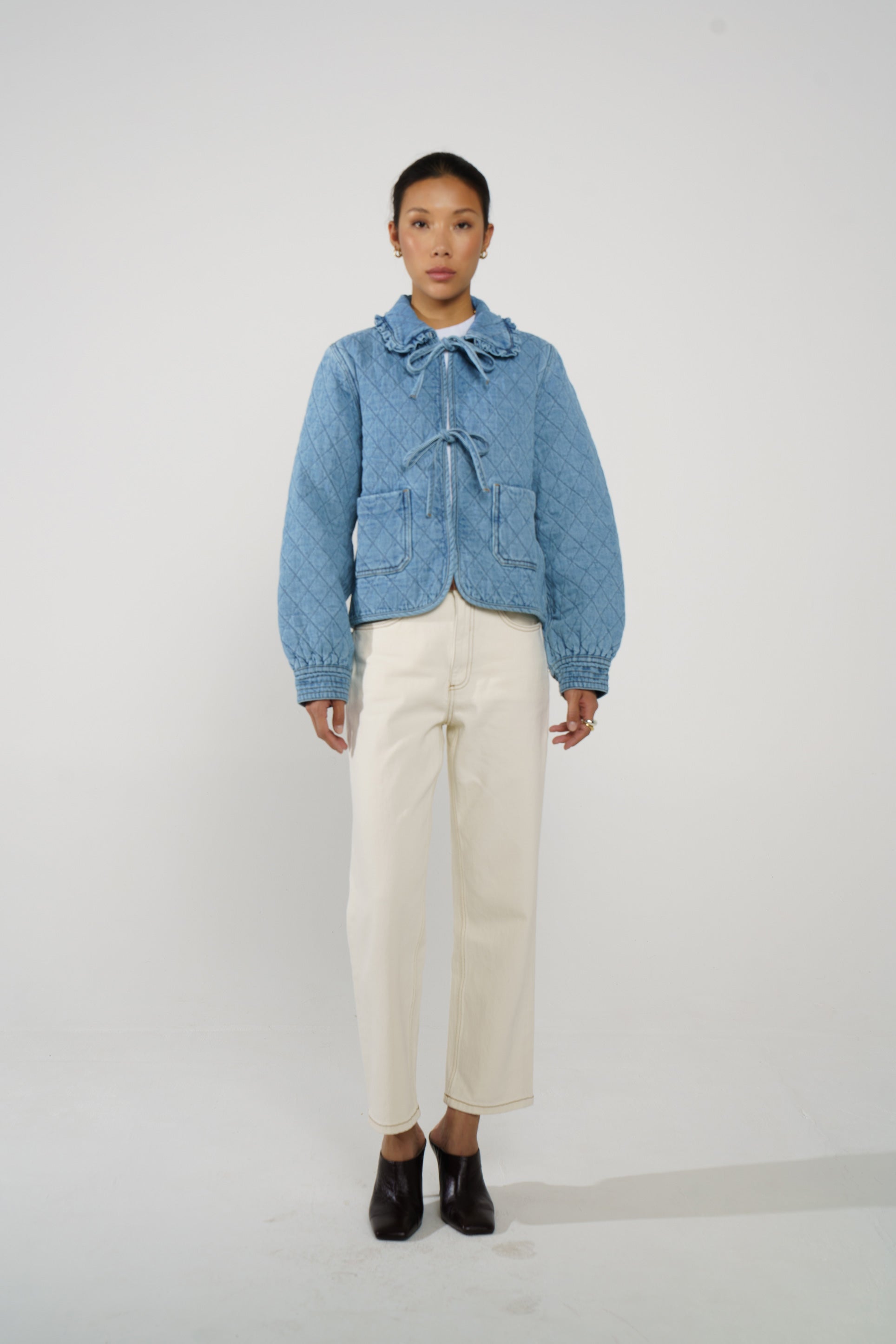 Heidi Quilted Denim Jacket in Rodeo - seventy + mochi