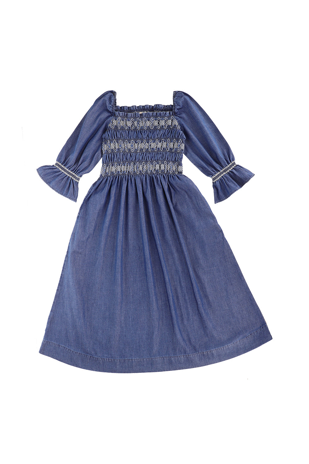 3/4 Sleeve Square Neck Sally Dress in Idaho Vintage - seventy + mochi