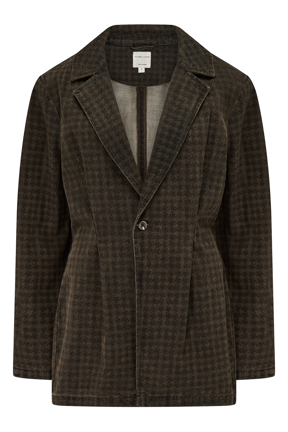 Bette Tailored Denim Jacket in Houndstooth Cacao