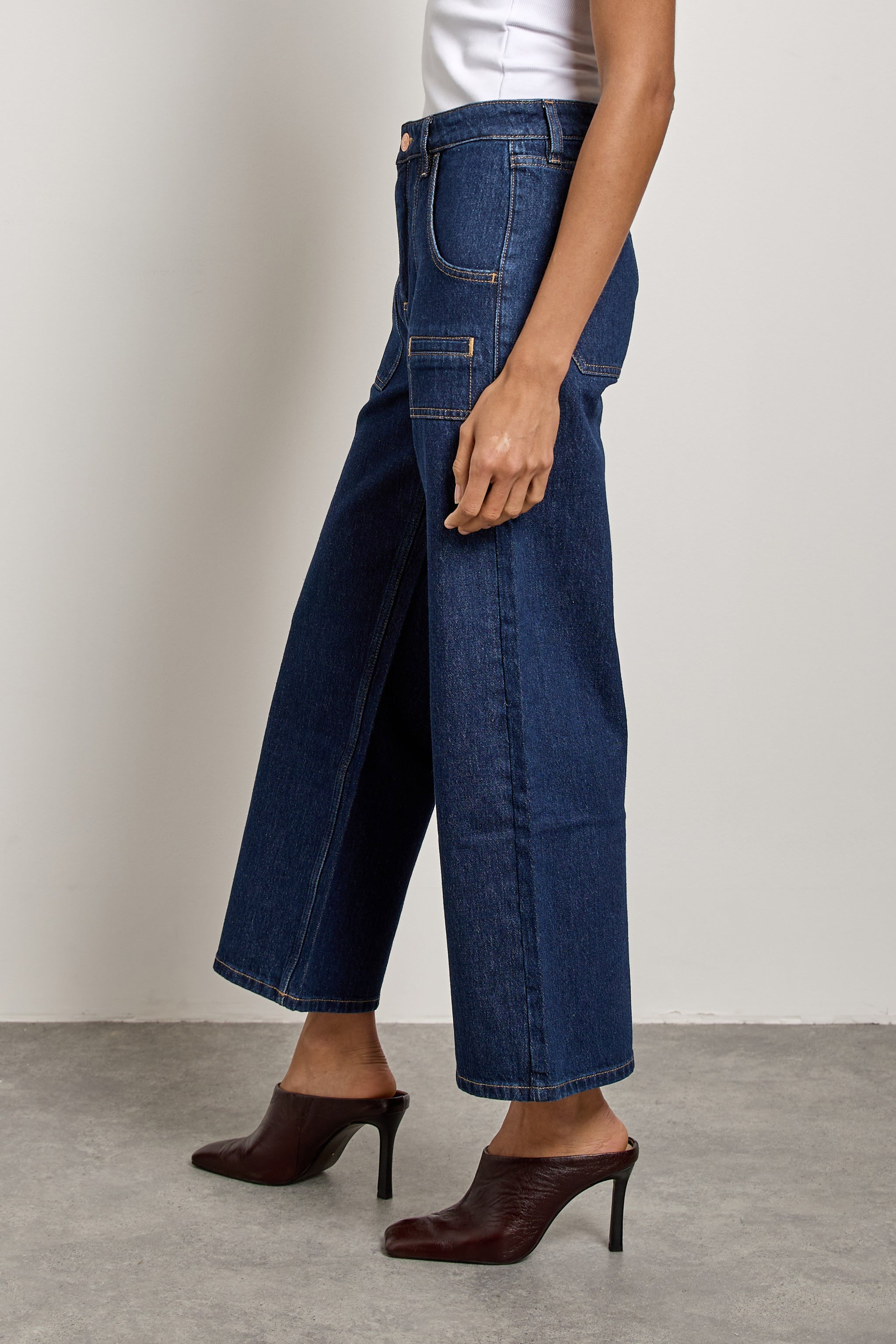 Eden Cropped Wide Leg Jean in Americana
