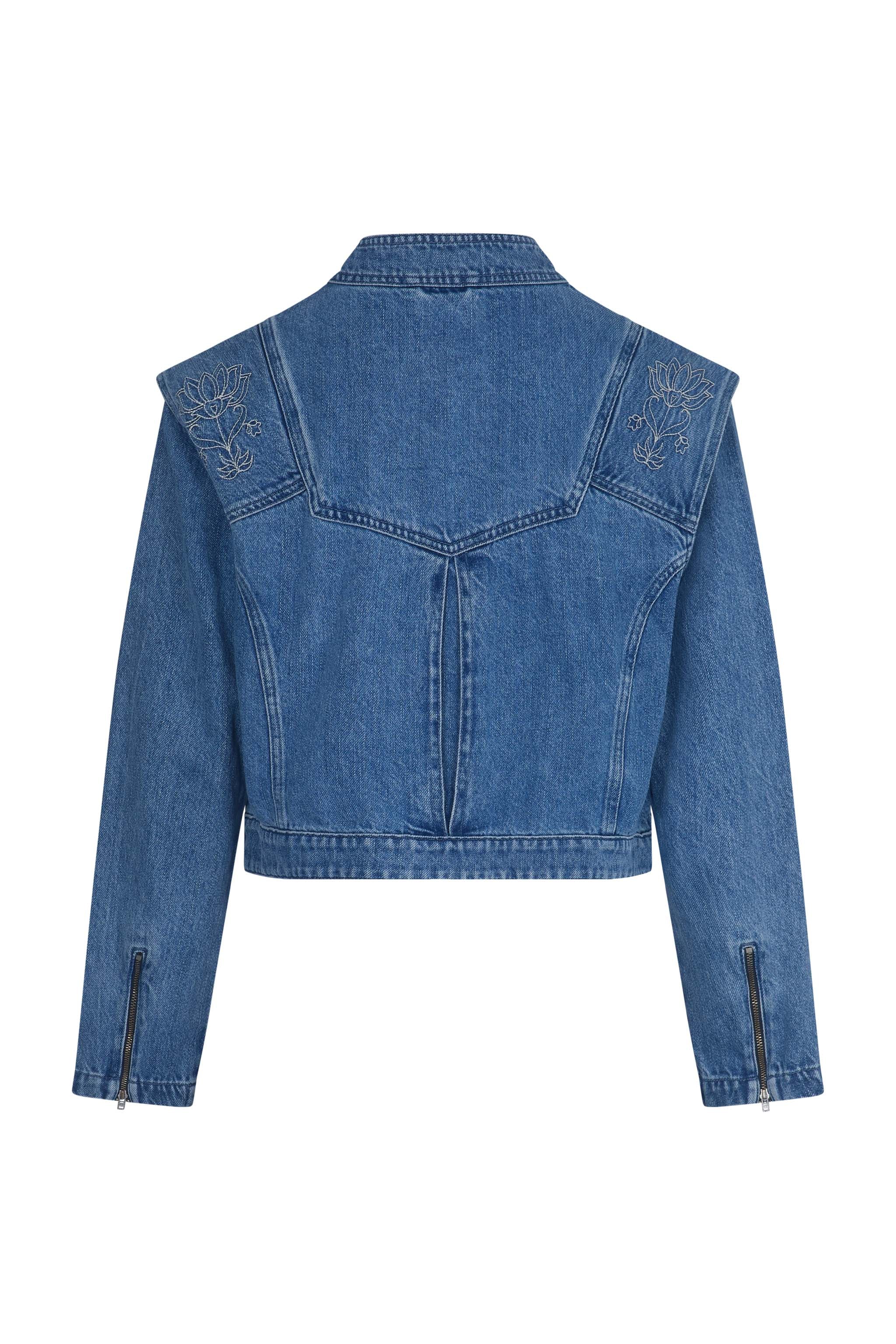 June Embroidered Denim Jacket in Malibu