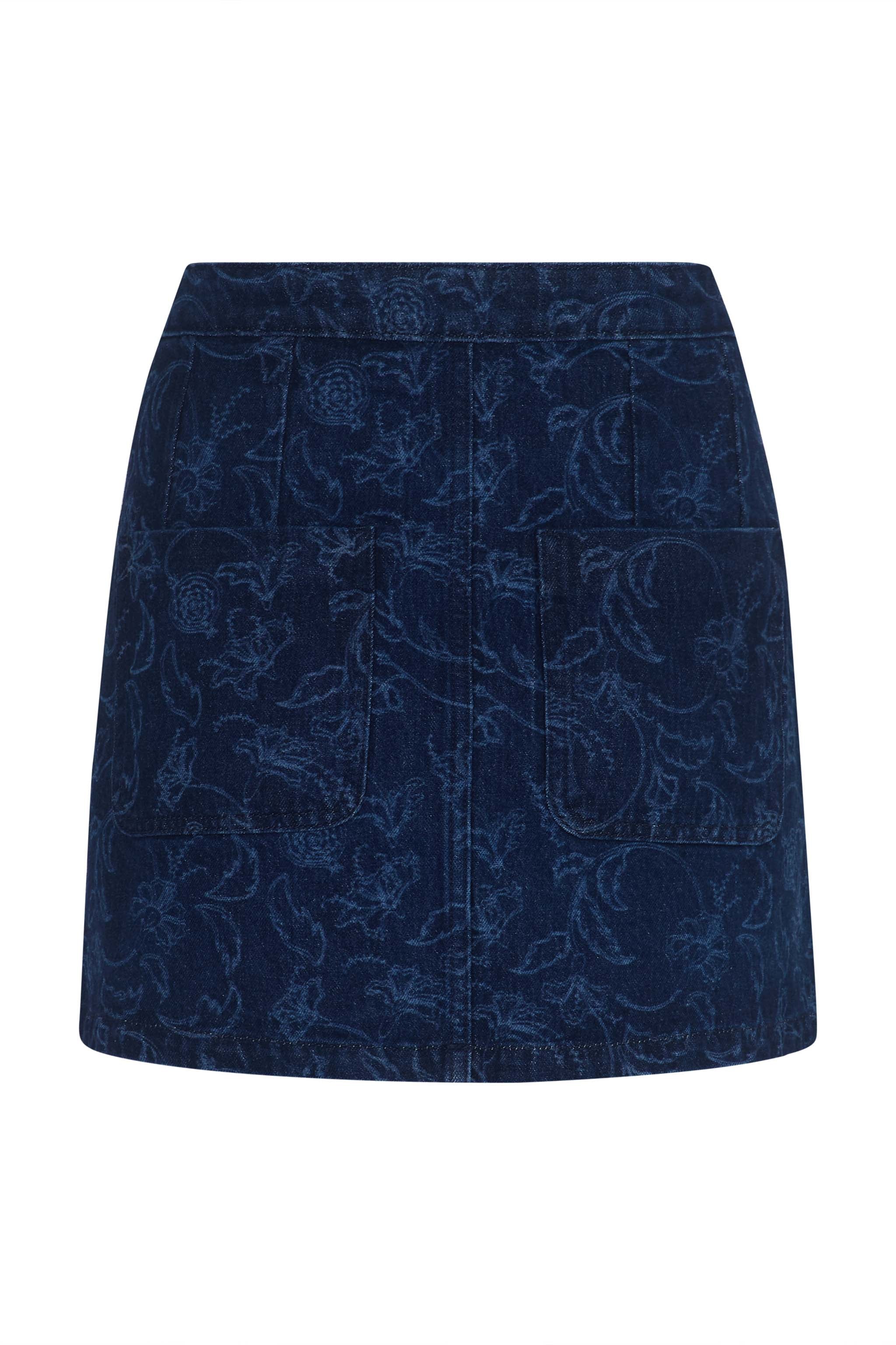 Margot Mini Denim Skirt in Baroque Nightfall