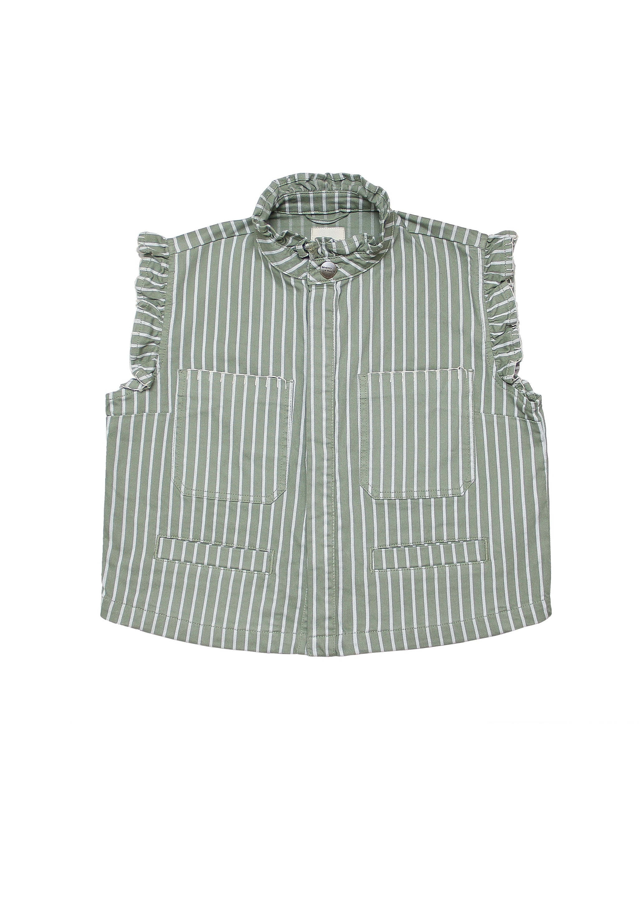 Pablo Denim Vest in Moss Wide Stripe