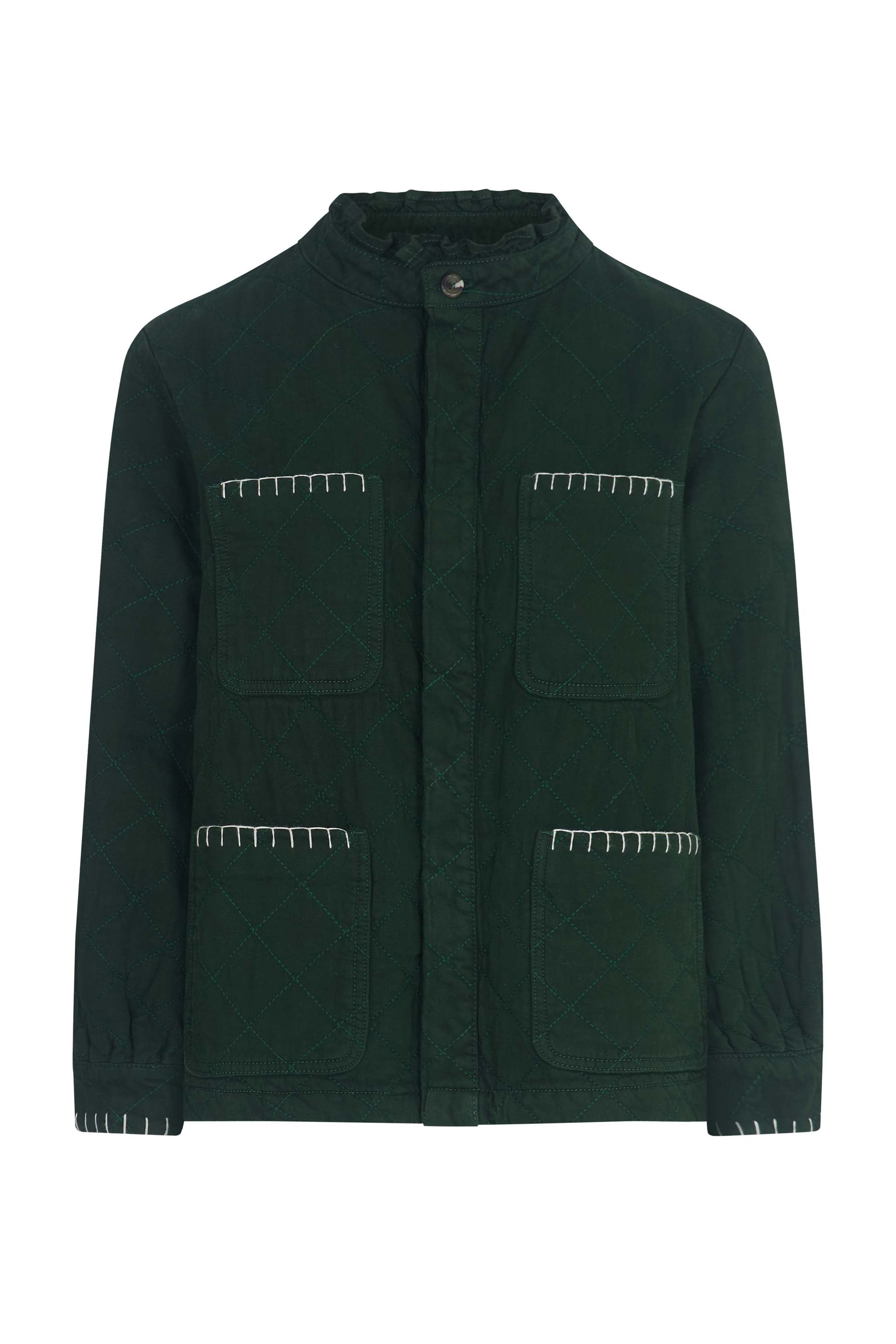 Pablo Quilted Denim Jacket in Dark Pine