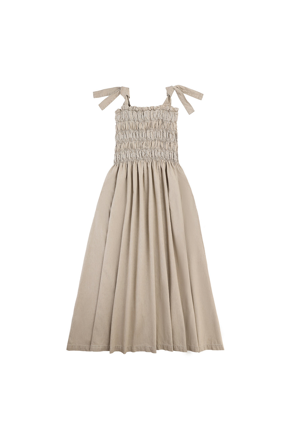 Sally Tie Bandeau Dress in Sand Linen - seventy + mochi