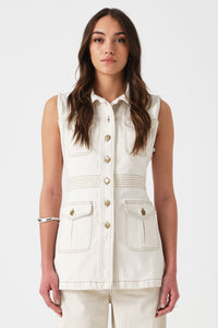 Ani Denim Vest in Ecru