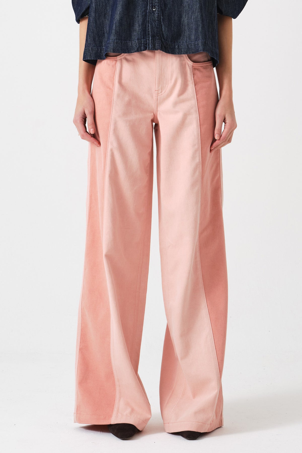 Bay Wide Leg Jean Two Tone in Powder Pink - seventy + mochi