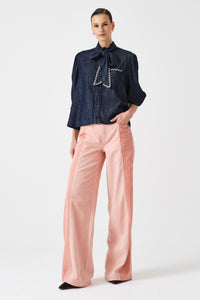 Bay Wide Leg Jean Two Tone in Powder Pink