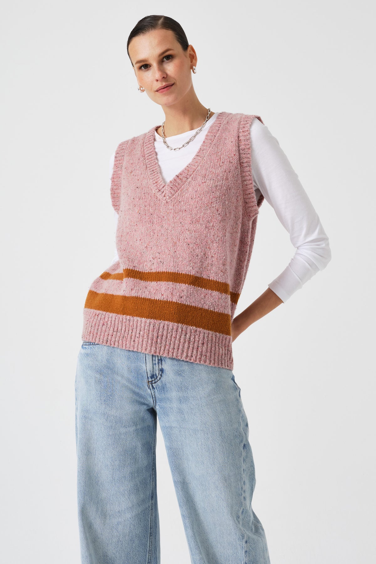 Cassidy Wool Vest in Dusty Pink - seventy + mochi