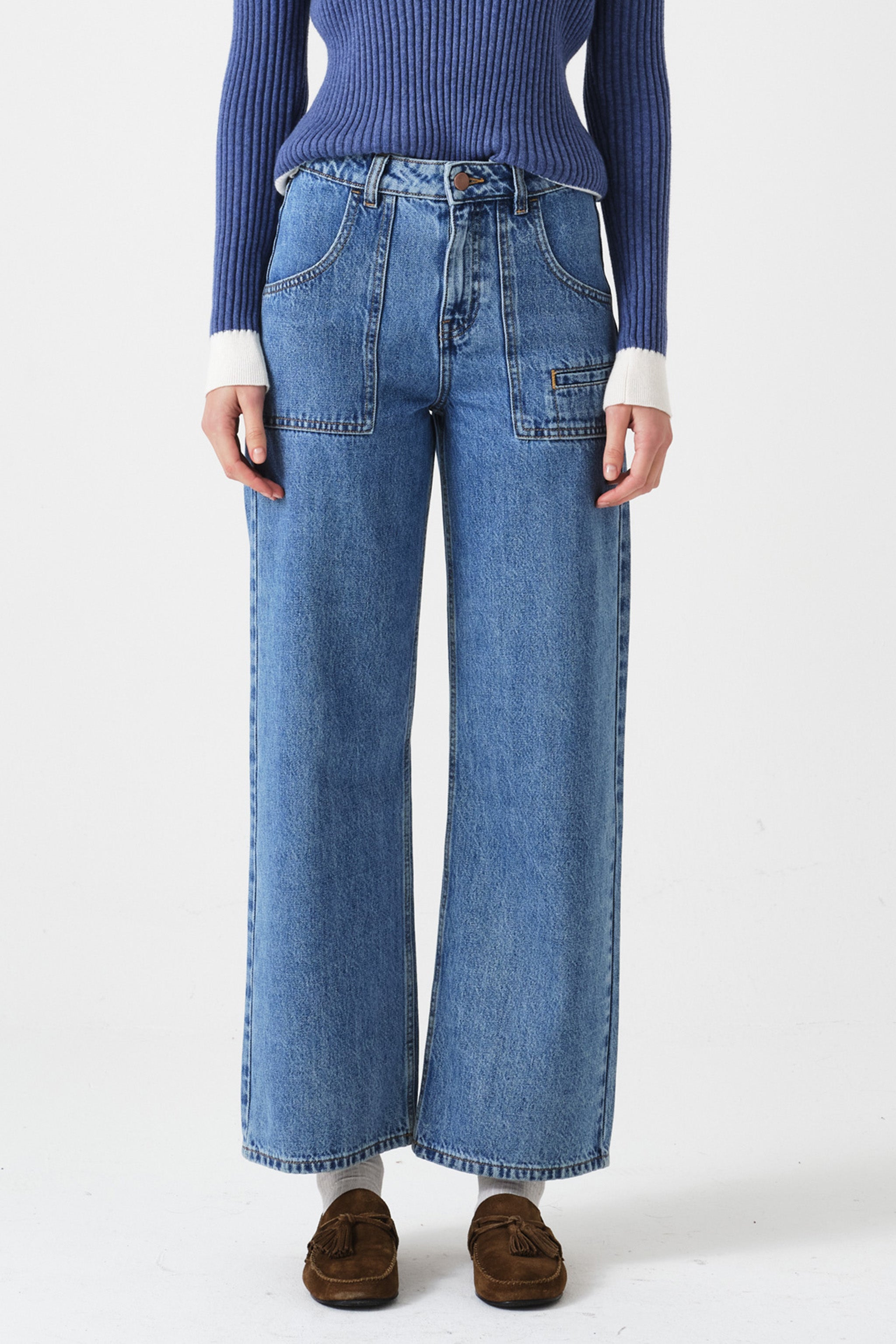 Eden Cropped Wide Leg Jean in Newport - seventy + mochi