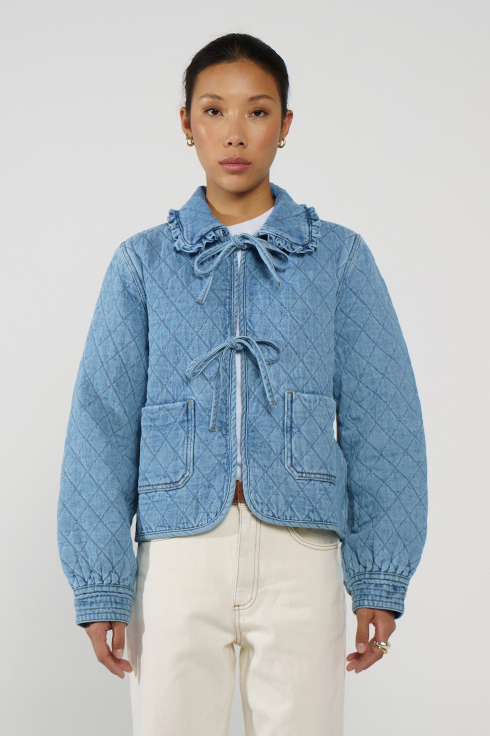 Heidi Quilted Denim Jacket in Rodeo - seventy + mochi