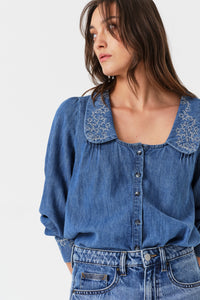 Tania Collared Blouse in Napa