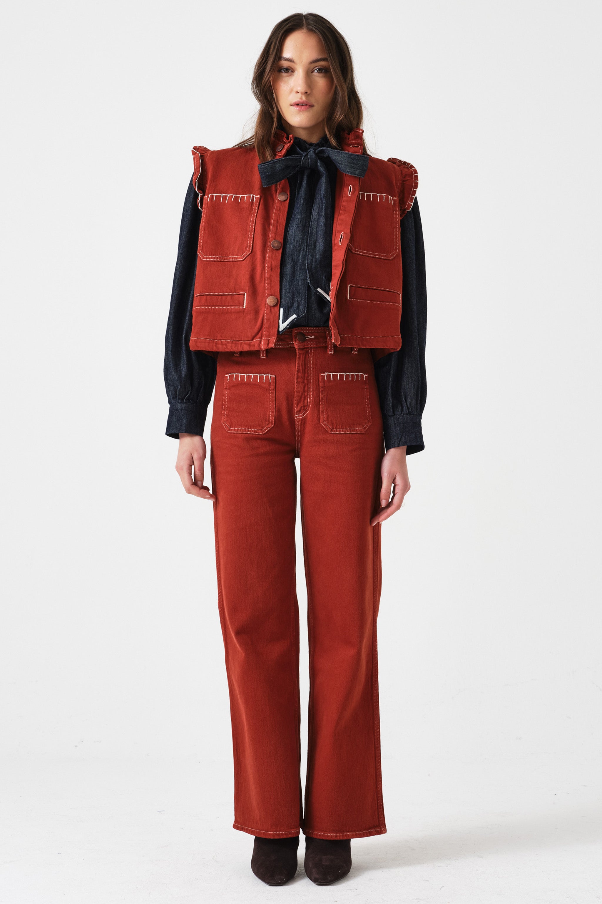 Mabel Jean Patch Pocket in Dark Rust - seventy + mochi