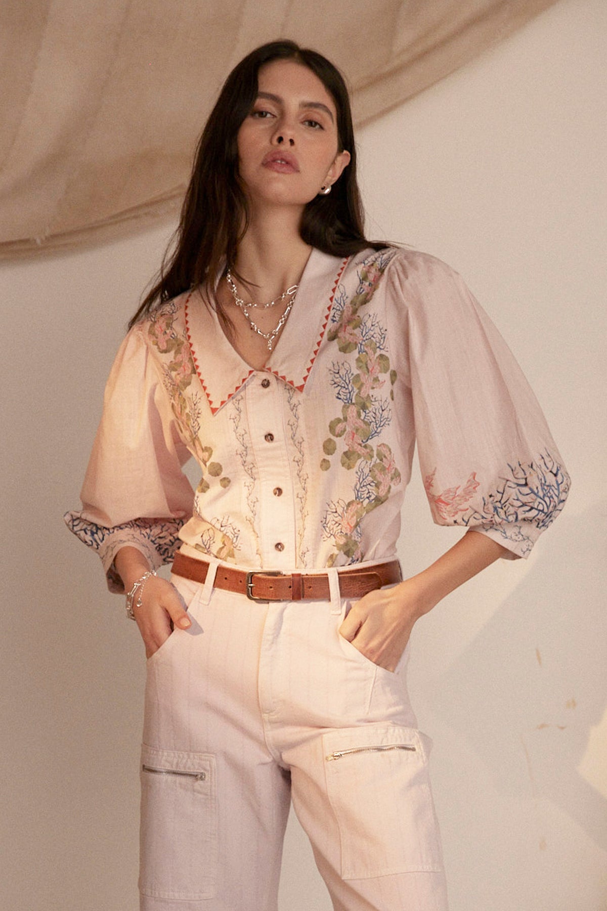 Zena Blouse in Indigo Coral - seventy + mochi