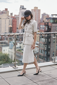 Elodie Midi Skirt in Ecru