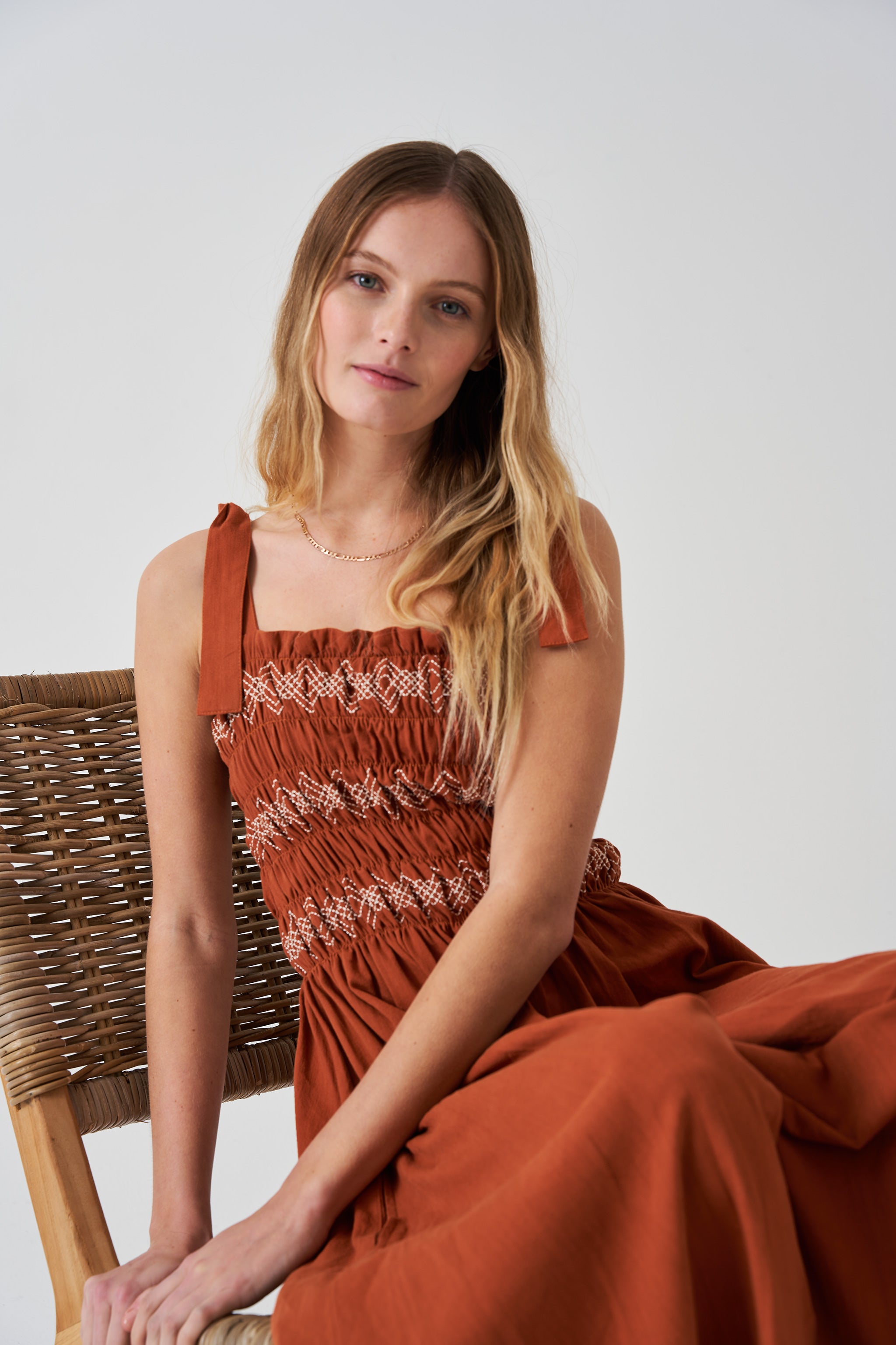 Sally Bandeau Tie Dress in Caramel - seventy + mochi