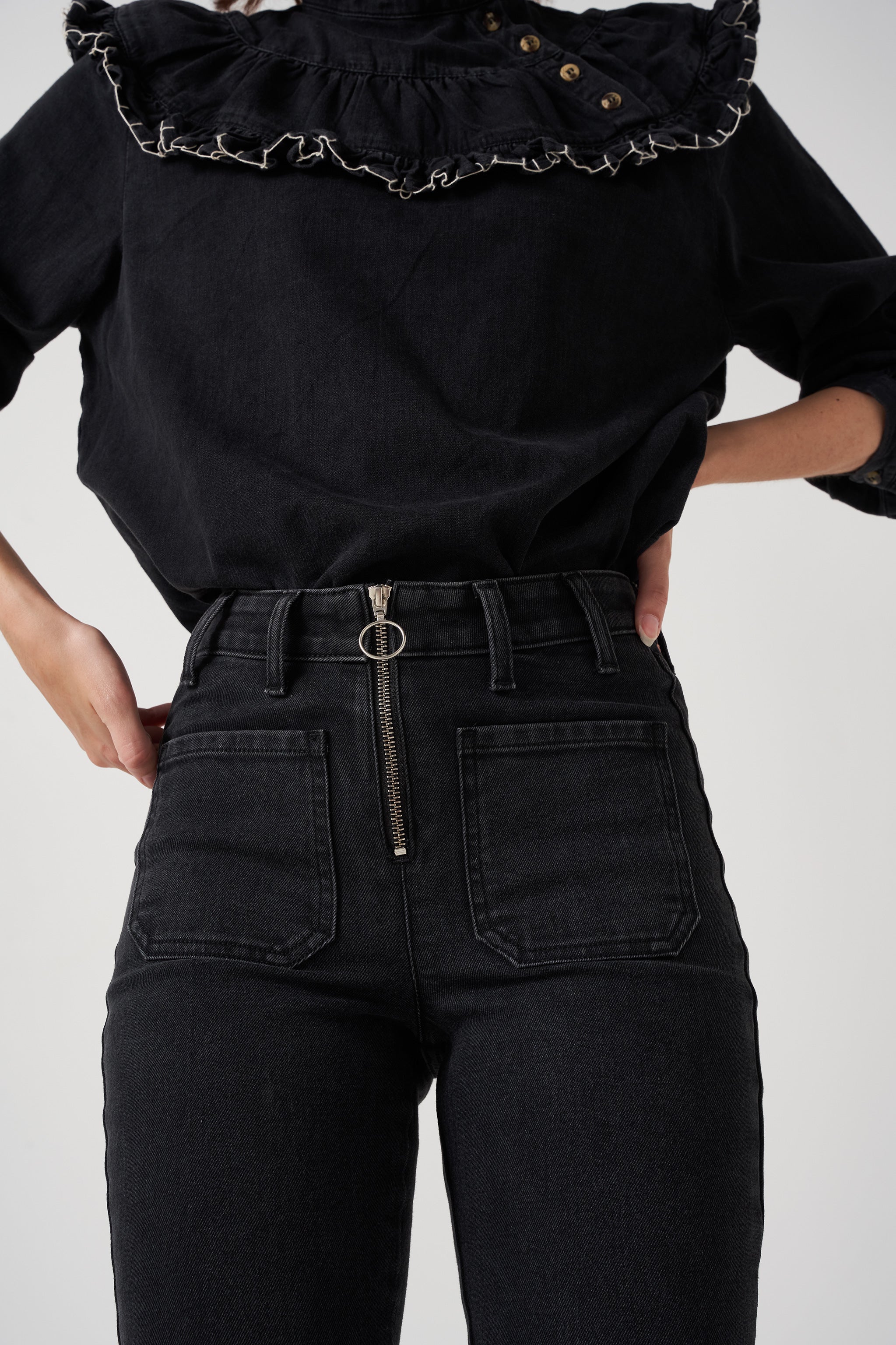 Long Kit Jean in Washed Black - seventy + mochi